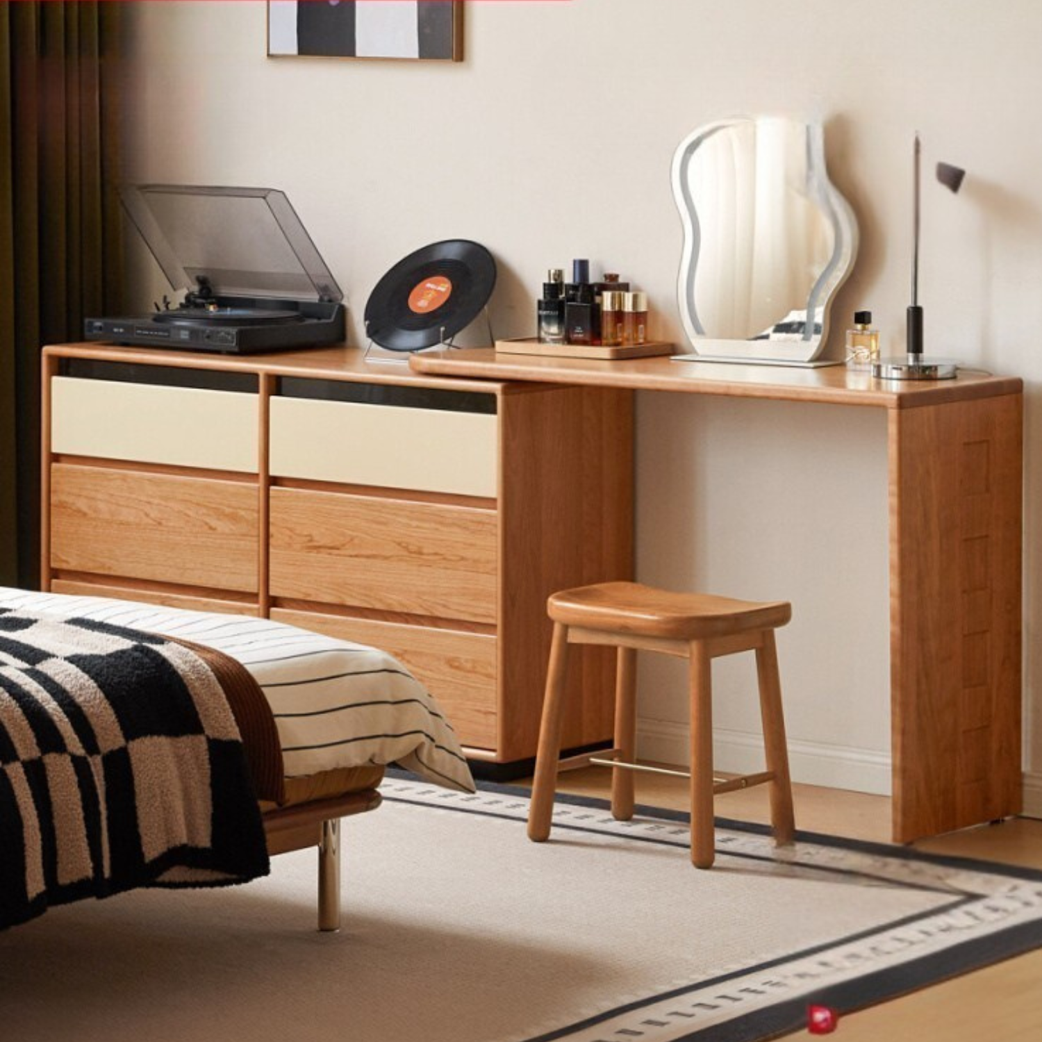 Cherry Solid Wood Modern Style Vanity Table.