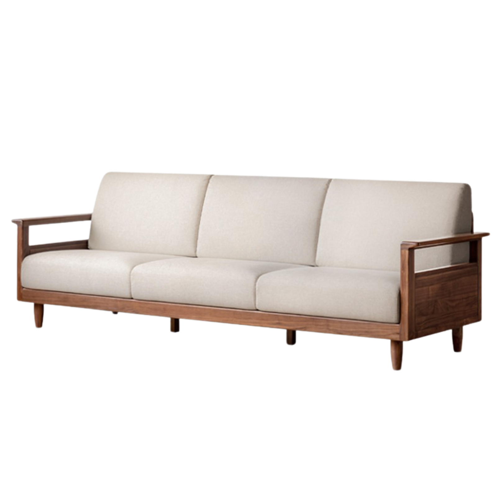 Black Walnut Solid Wood Modern Fabric Sofa