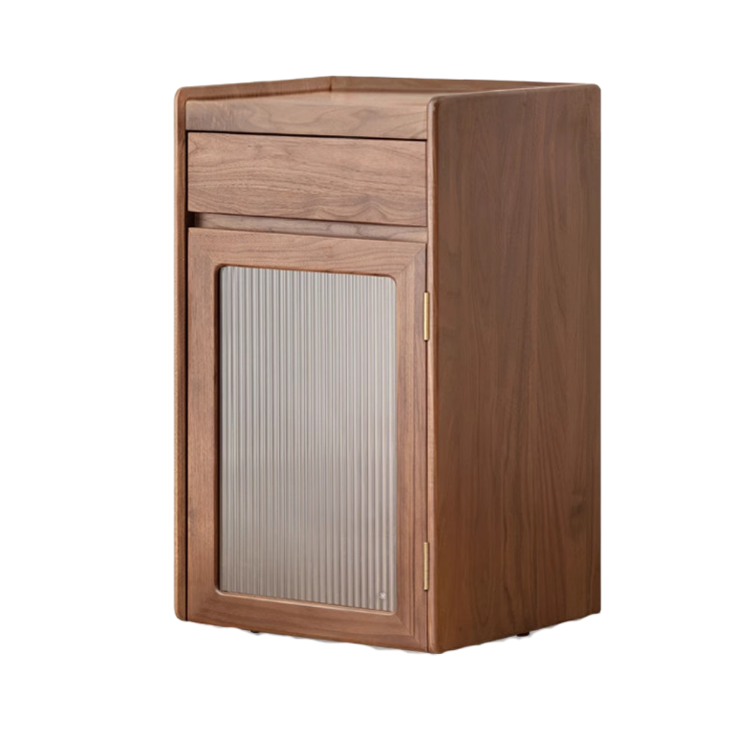 Black Walnut Solid Wood Tea Cabinet Kettle Integrated Side Cabinet