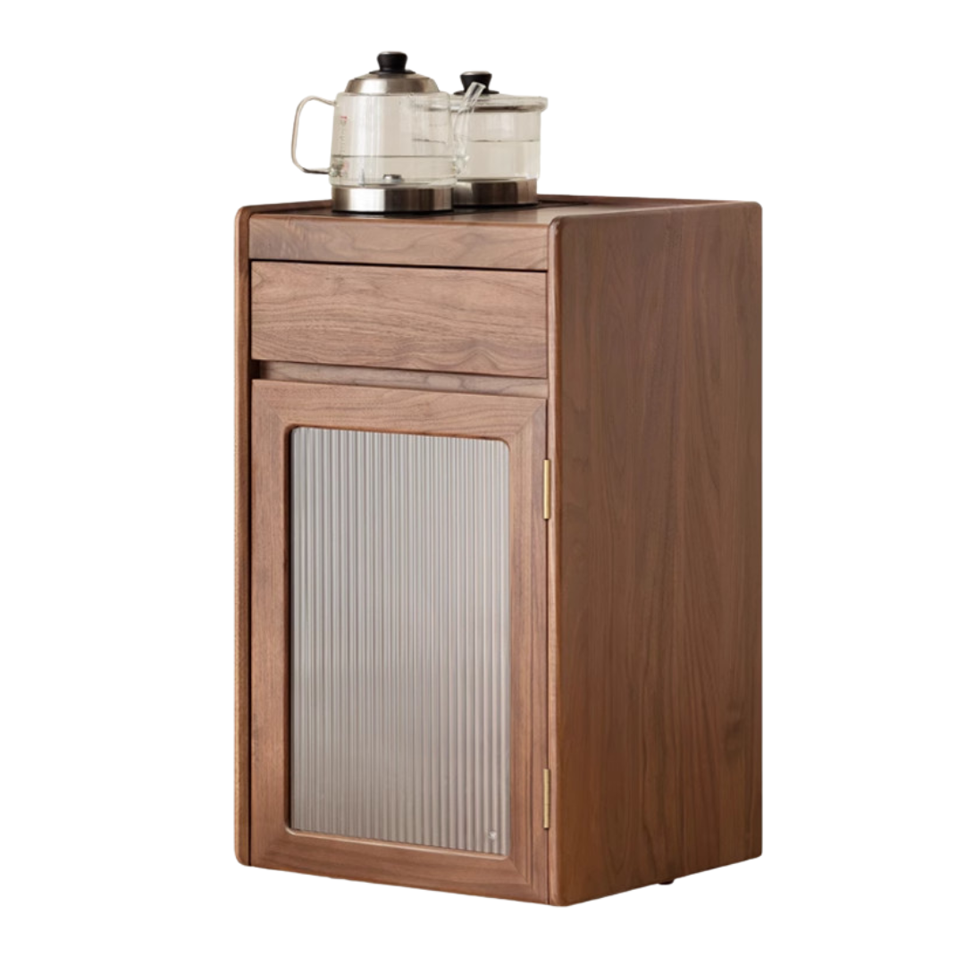 Black Walnut Solid Wood Tea Cabinet Kettle Integrated Side Cabinet