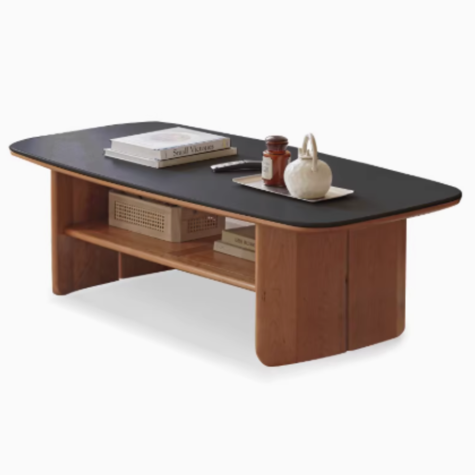 Black Walnut, Сherry Solid Wood Rock Plate Coffee Table