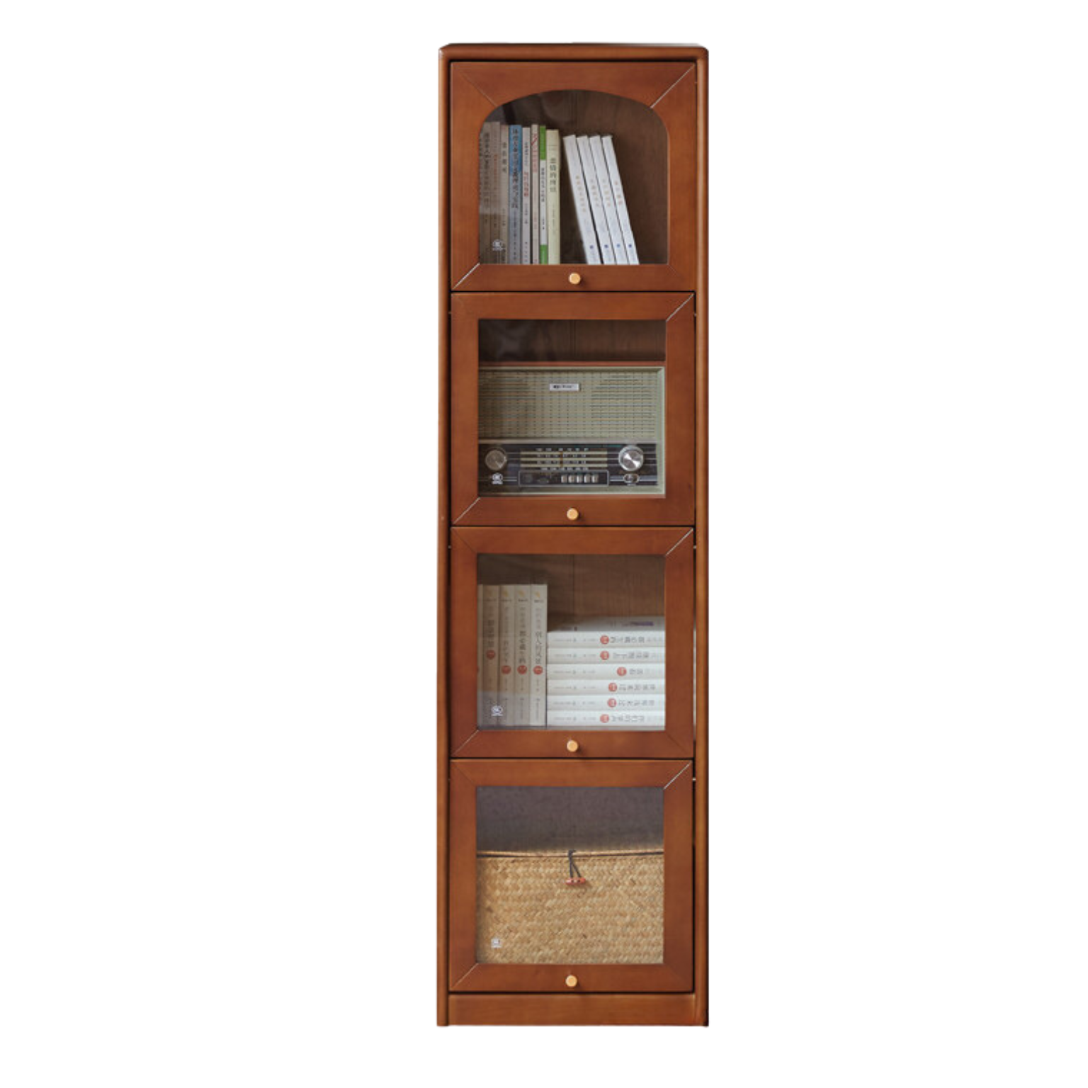 Poplar solid wood French retro glass flip door bookcase