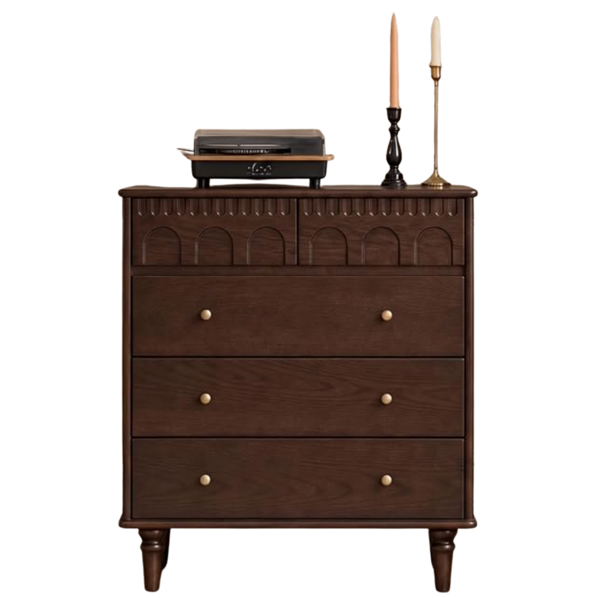 Black Walnut, Ash Solid Wood French Retro Chest of Drawers