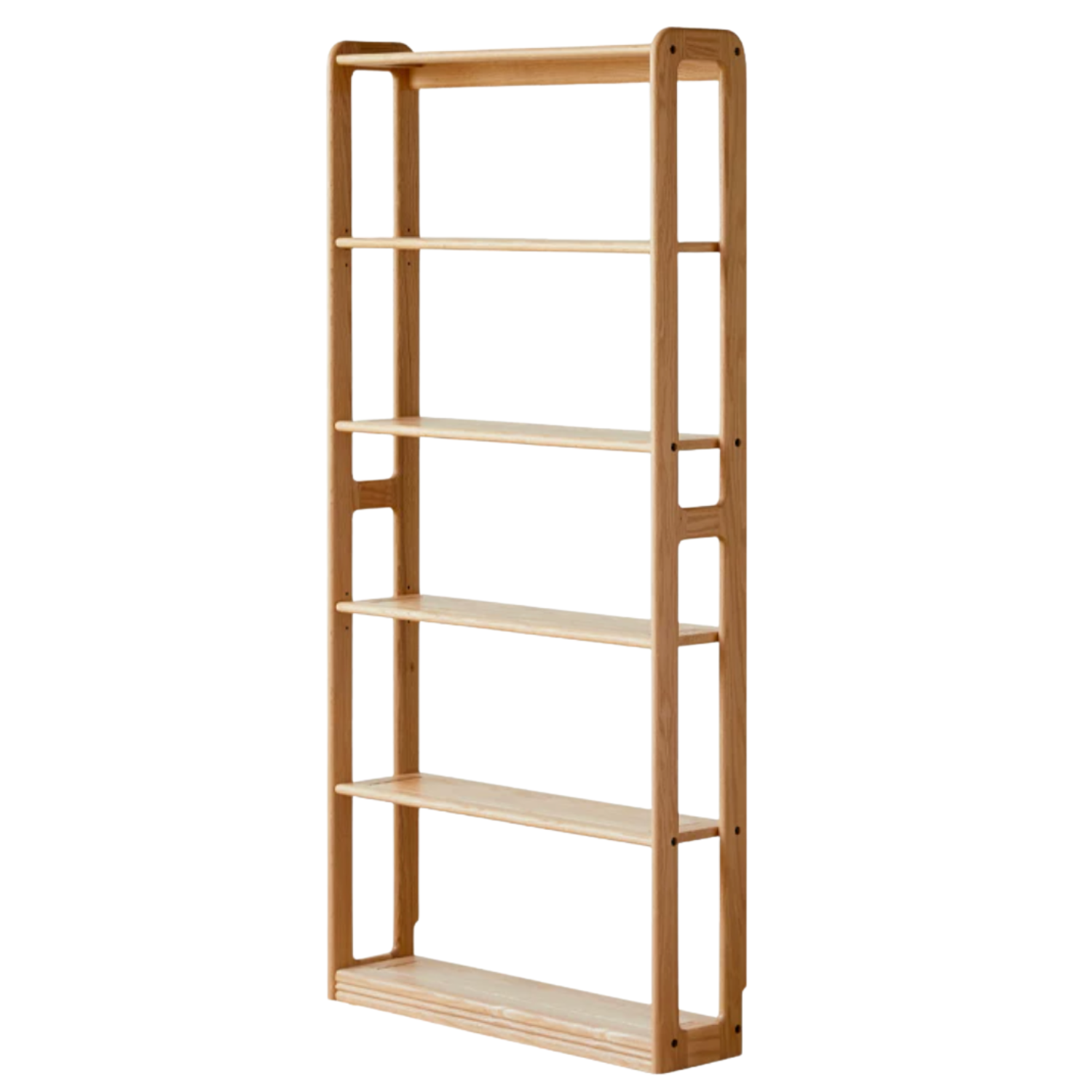 Oak Solid Wood, Solid Rubberwood Modern Ultra-Thin Bookshelf