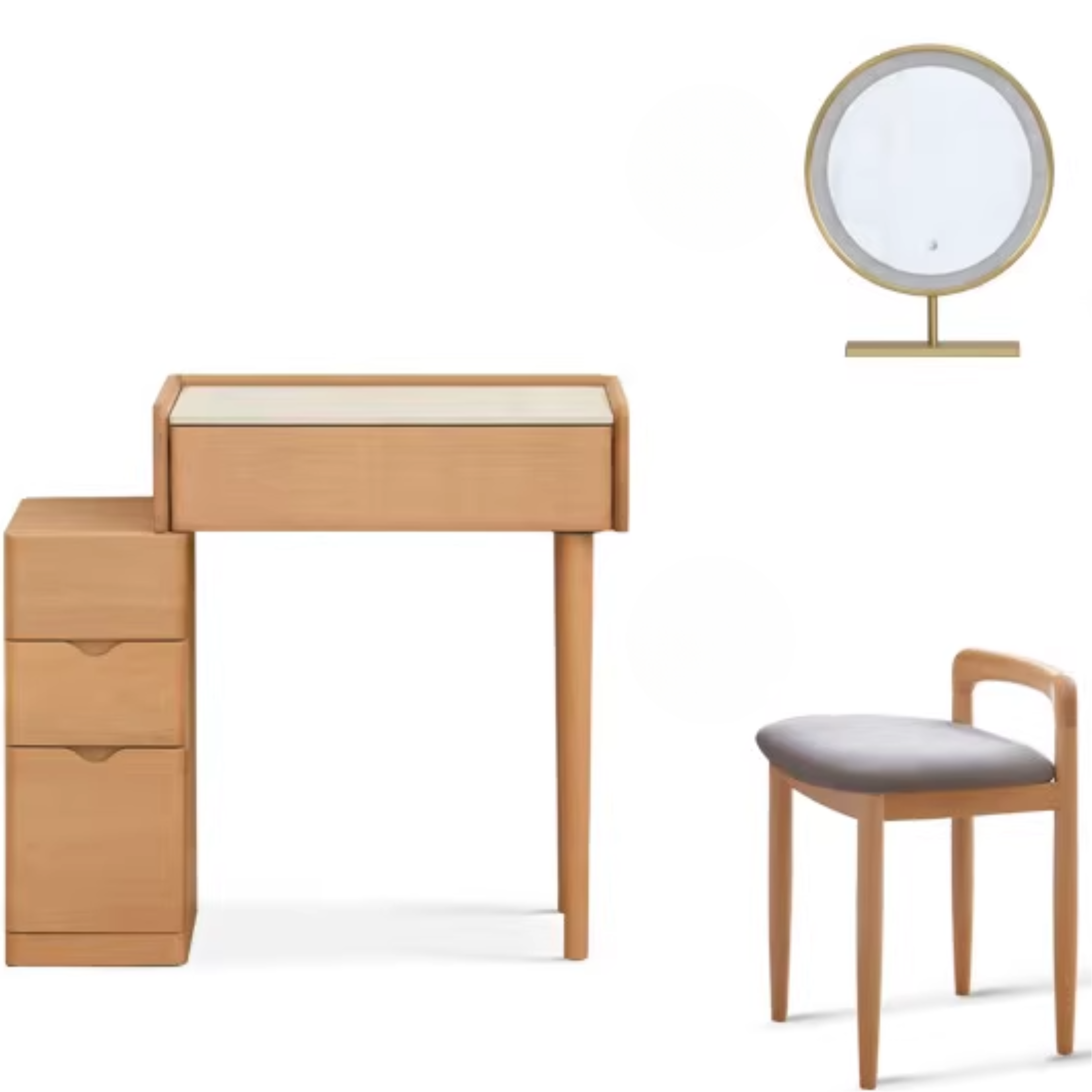 Beech Solid Wood Nordic Light Luxury Dressing Table