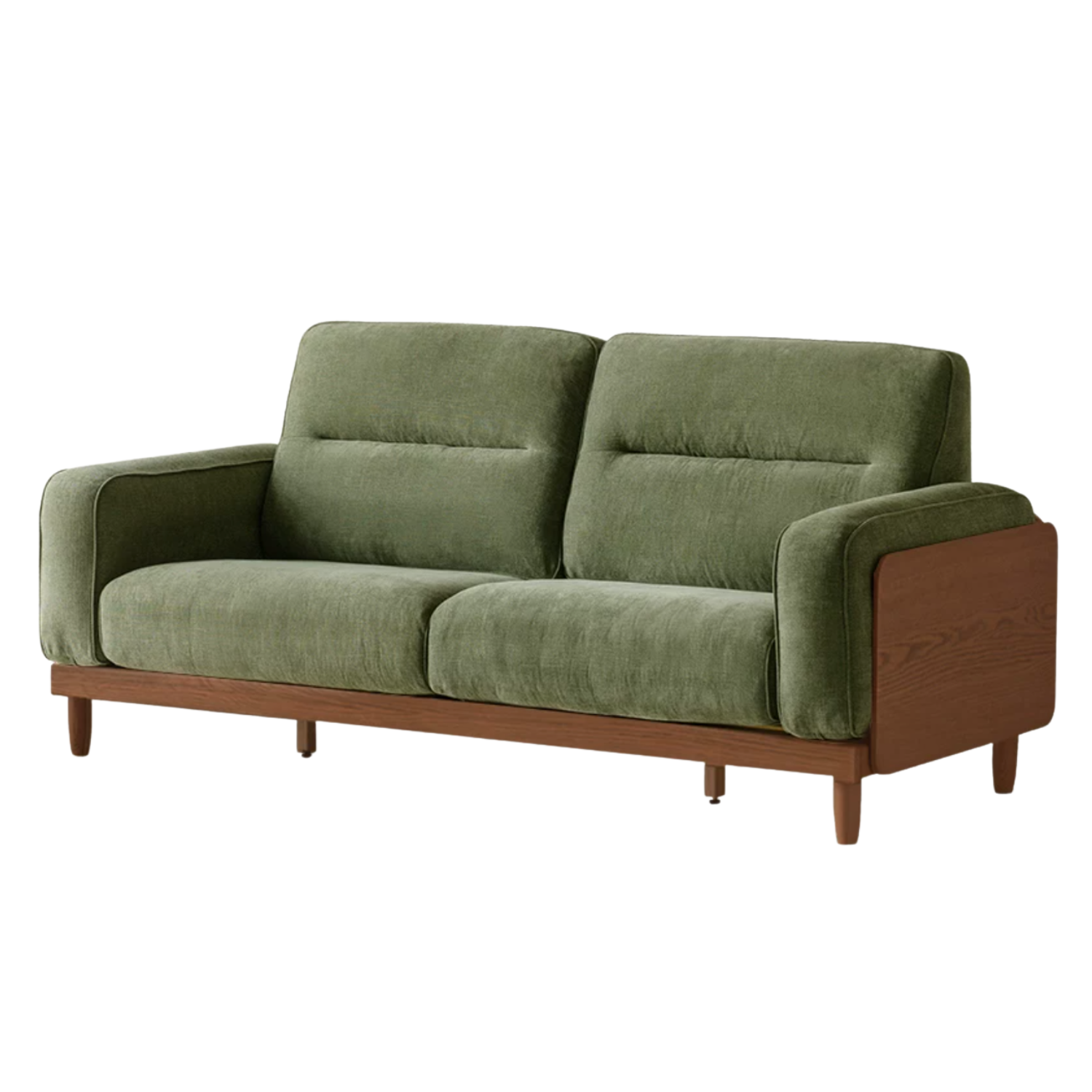 Sandalwood, Golden Pearwood, Ash Solid Wood Genuine Leather, fabric High-Back Sofa