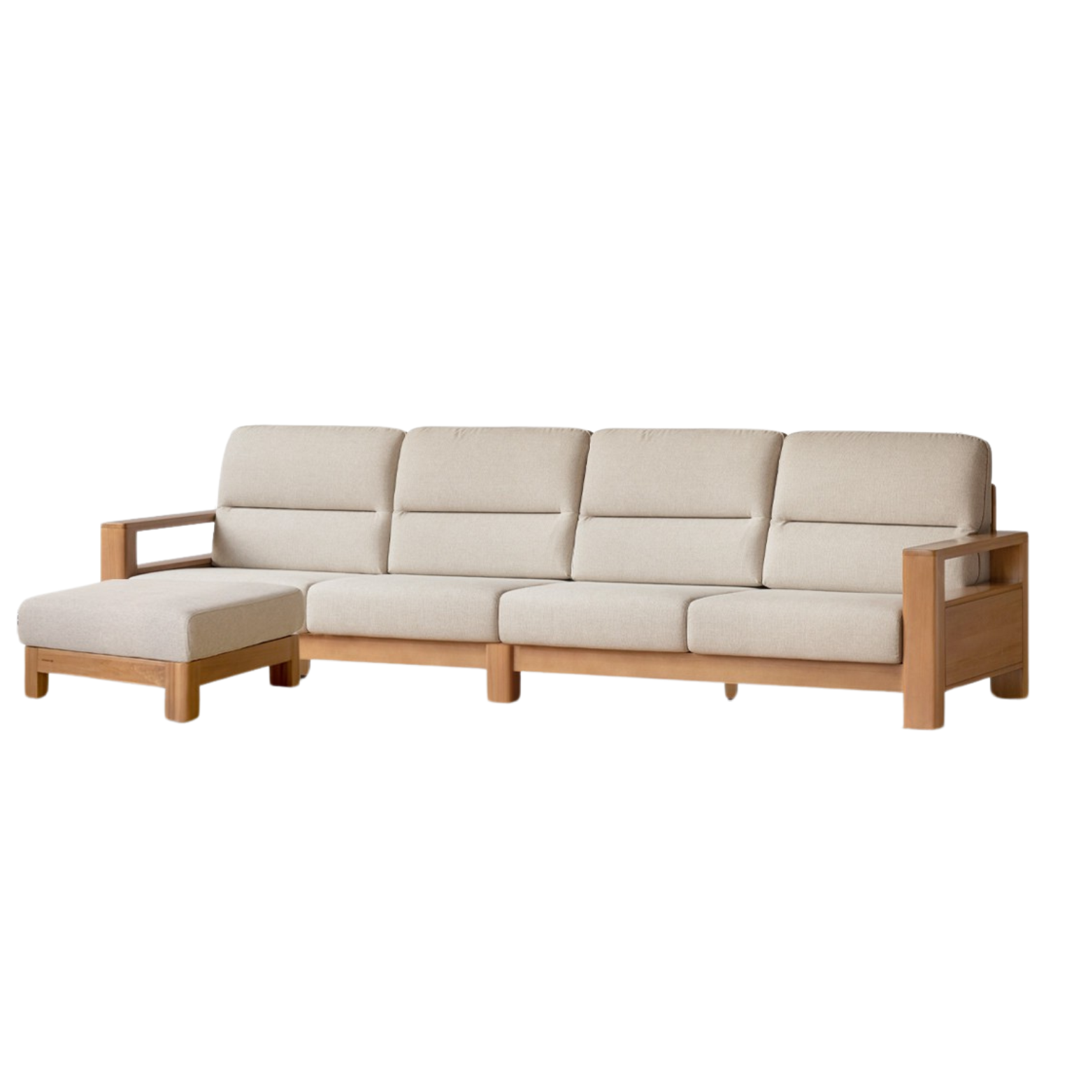 Poplar solid wood sofa modern simple high back fabric sofa