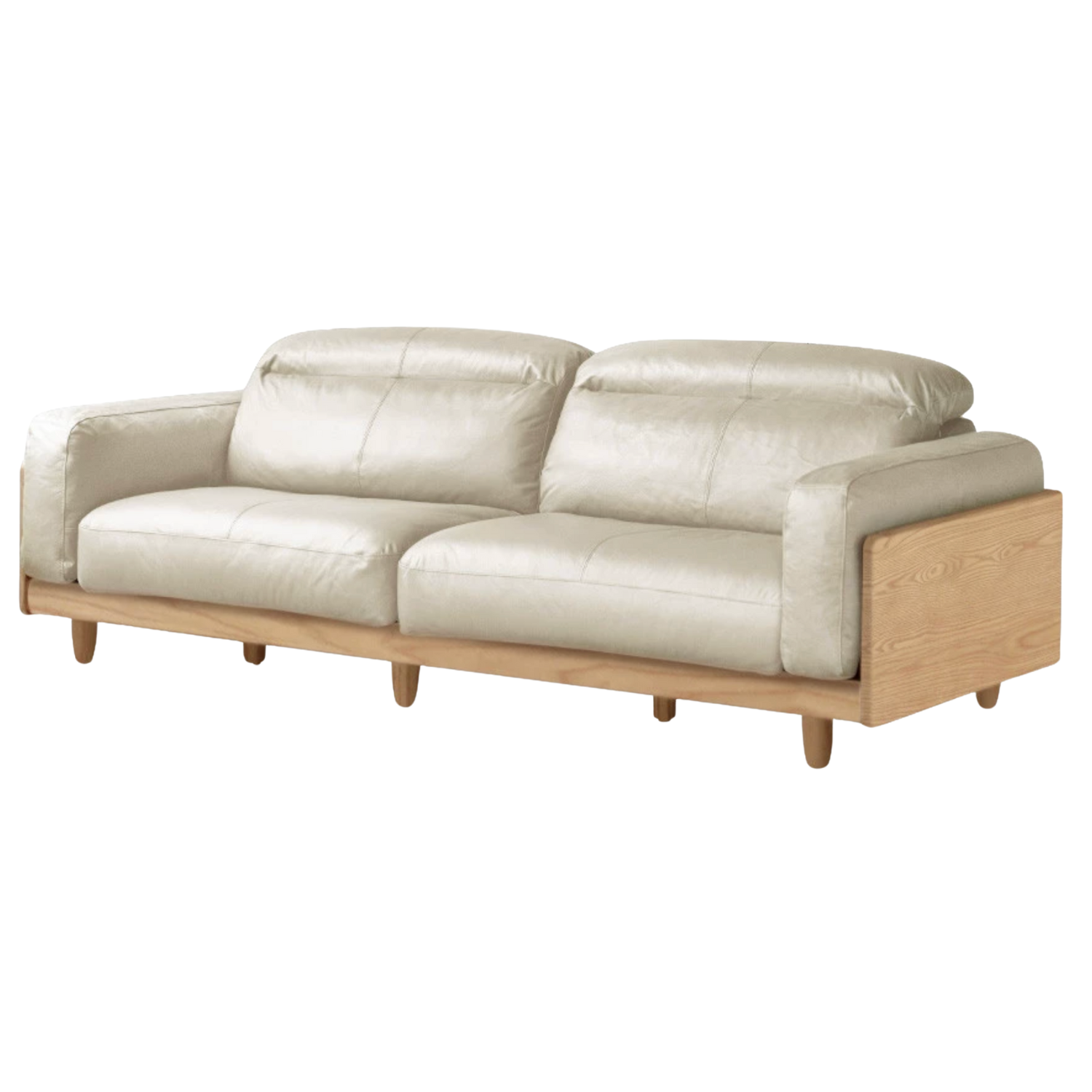 Black Walnut, Sandalwood, Ash Solid Wood Leather Sofa Italian Light Luxury.