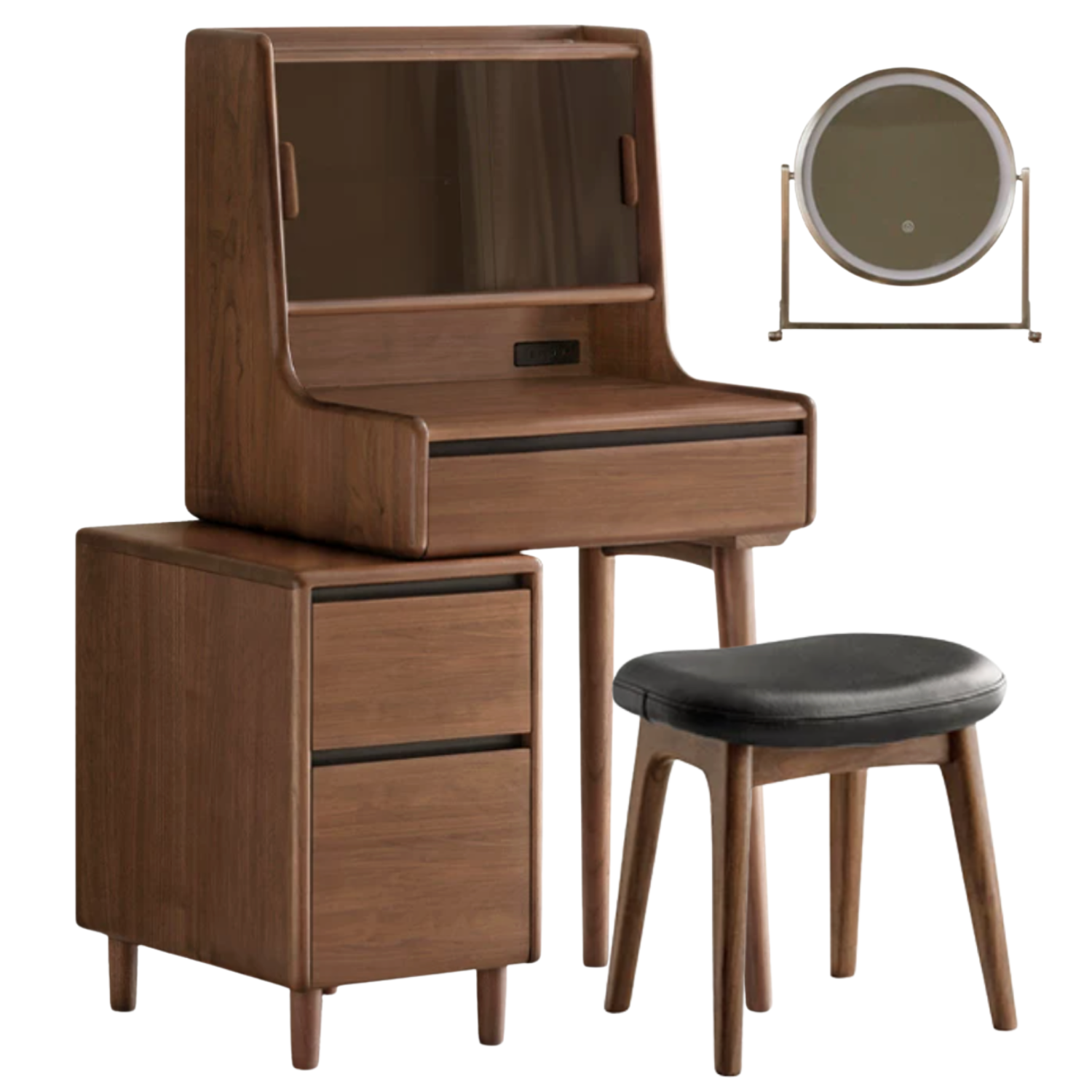 Black Walnut, Sandalwood Solid Wood Light Luxury Multifunctional Vanity Table