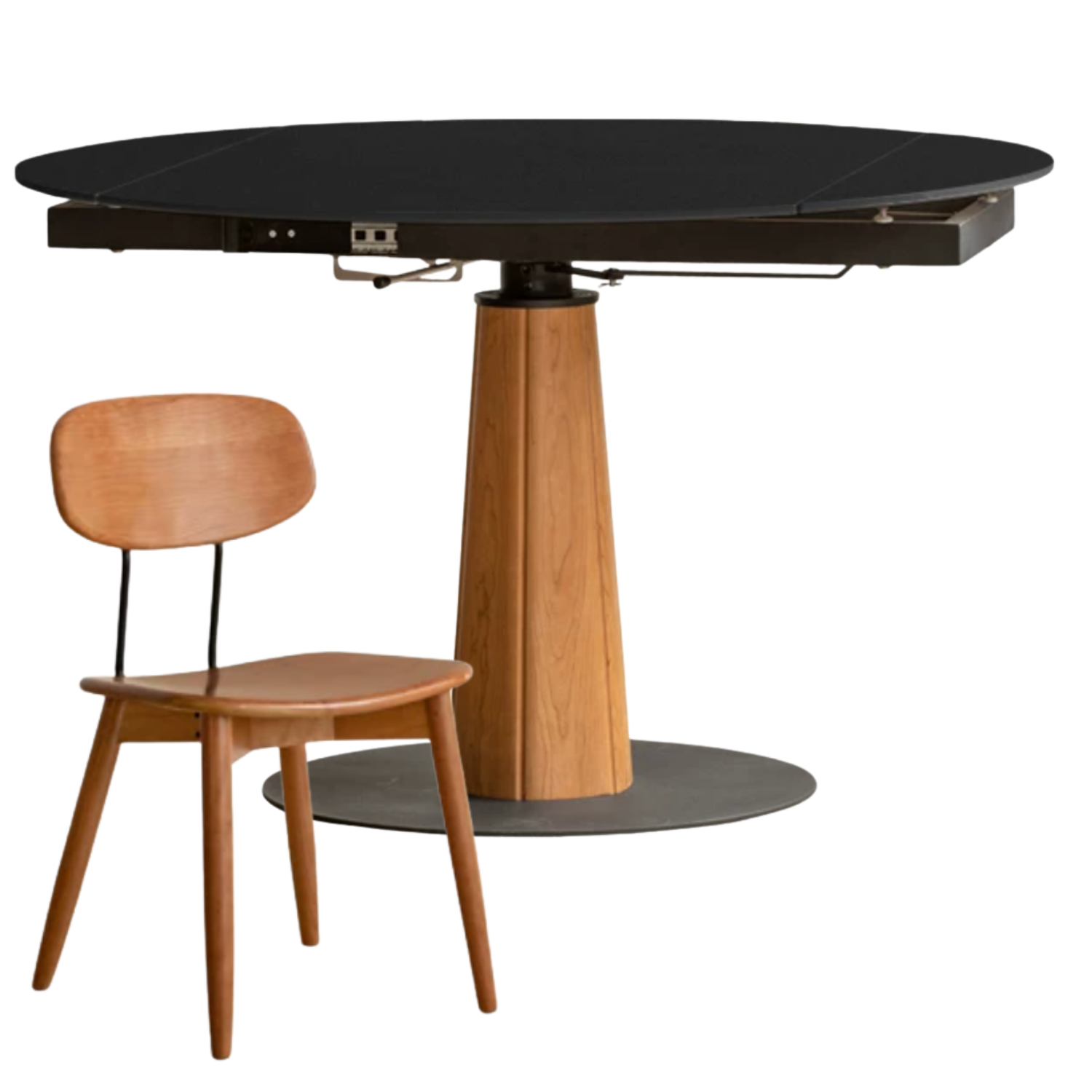 Cherry, Black Walnut, Ash Solid Wood Folding Retro Rock Plate Dining Table