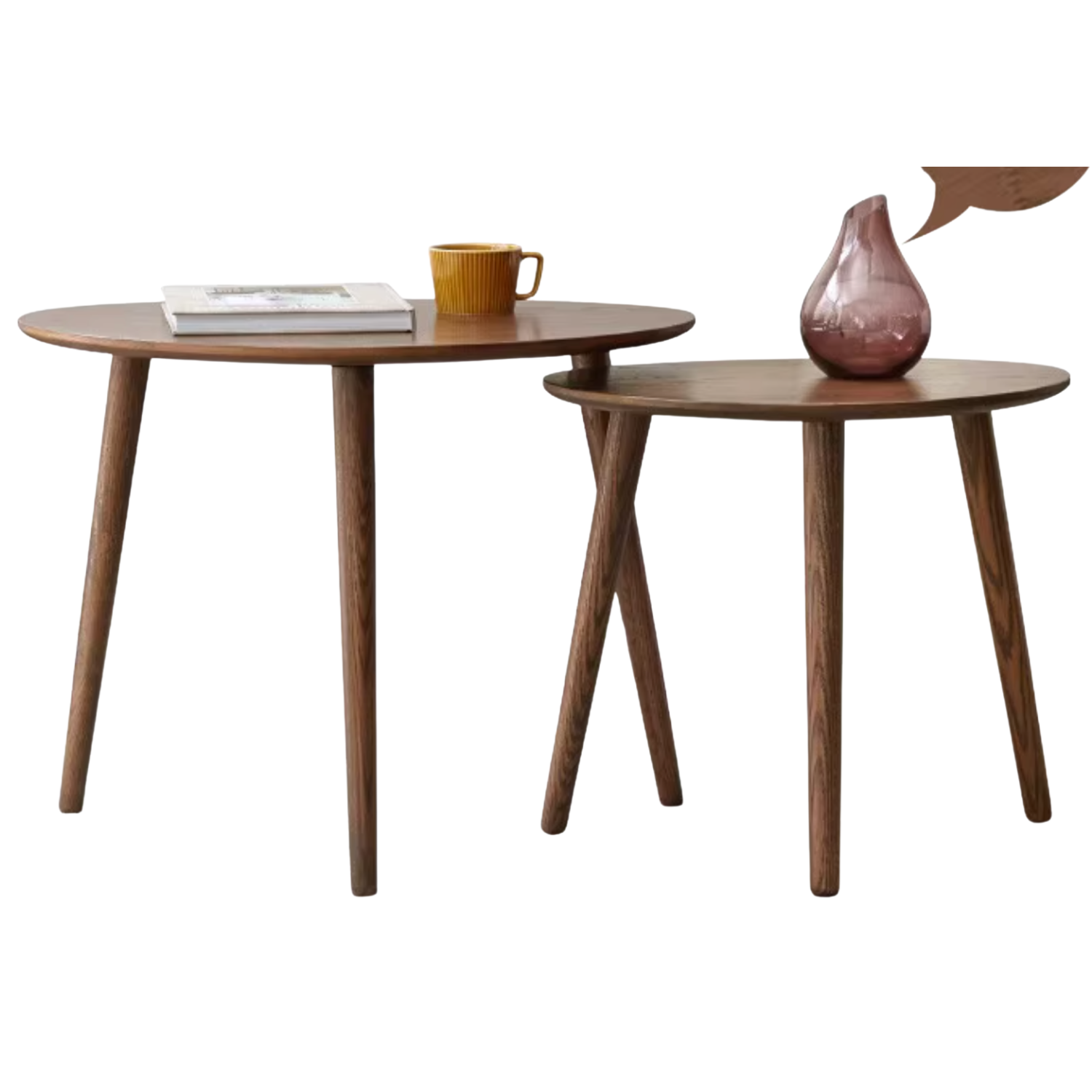 Oak, Solid Rubberwood Combination Shape Side Table