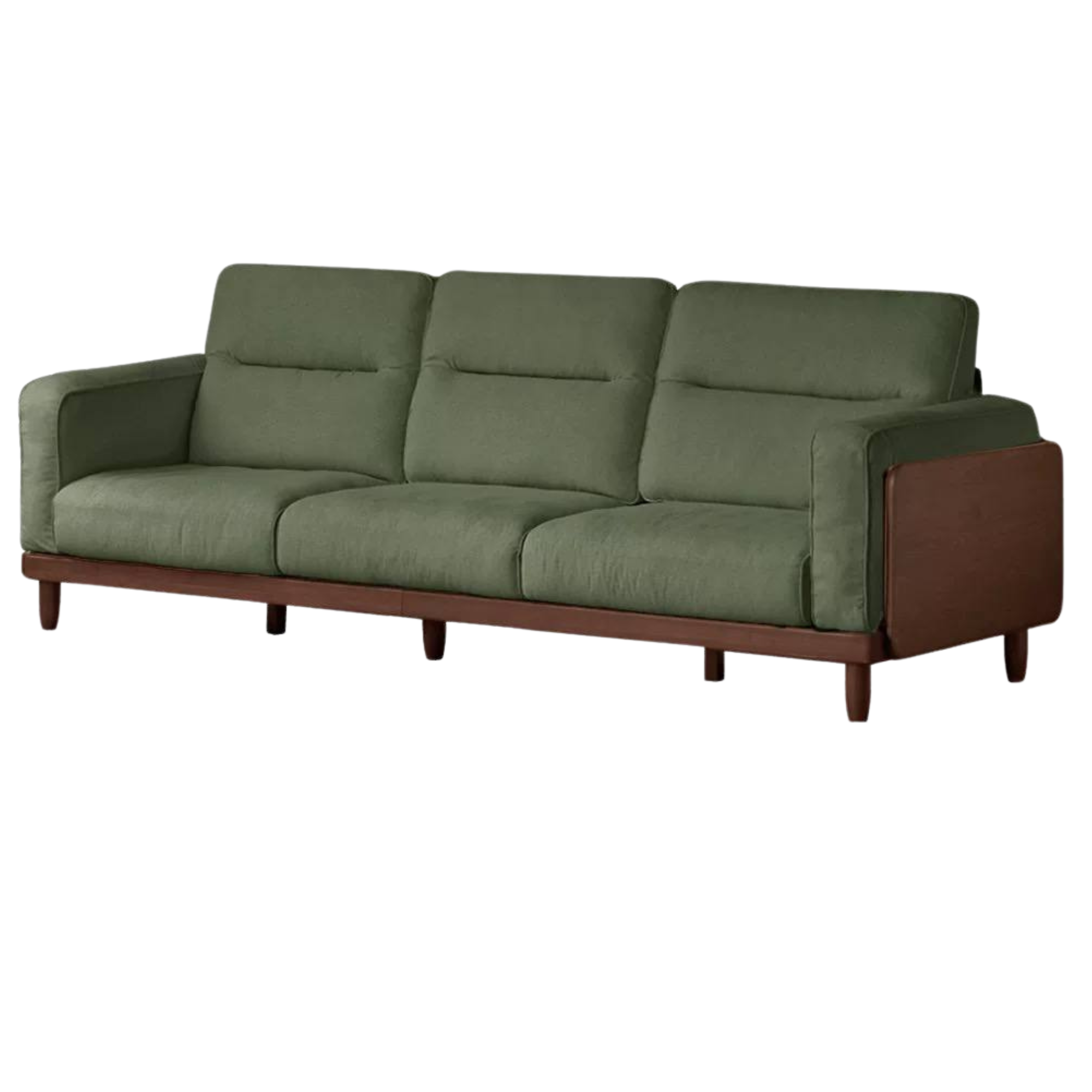 Sandalwood, Ash Solid Wood Genuine Leather, fabric High-Back Sofa