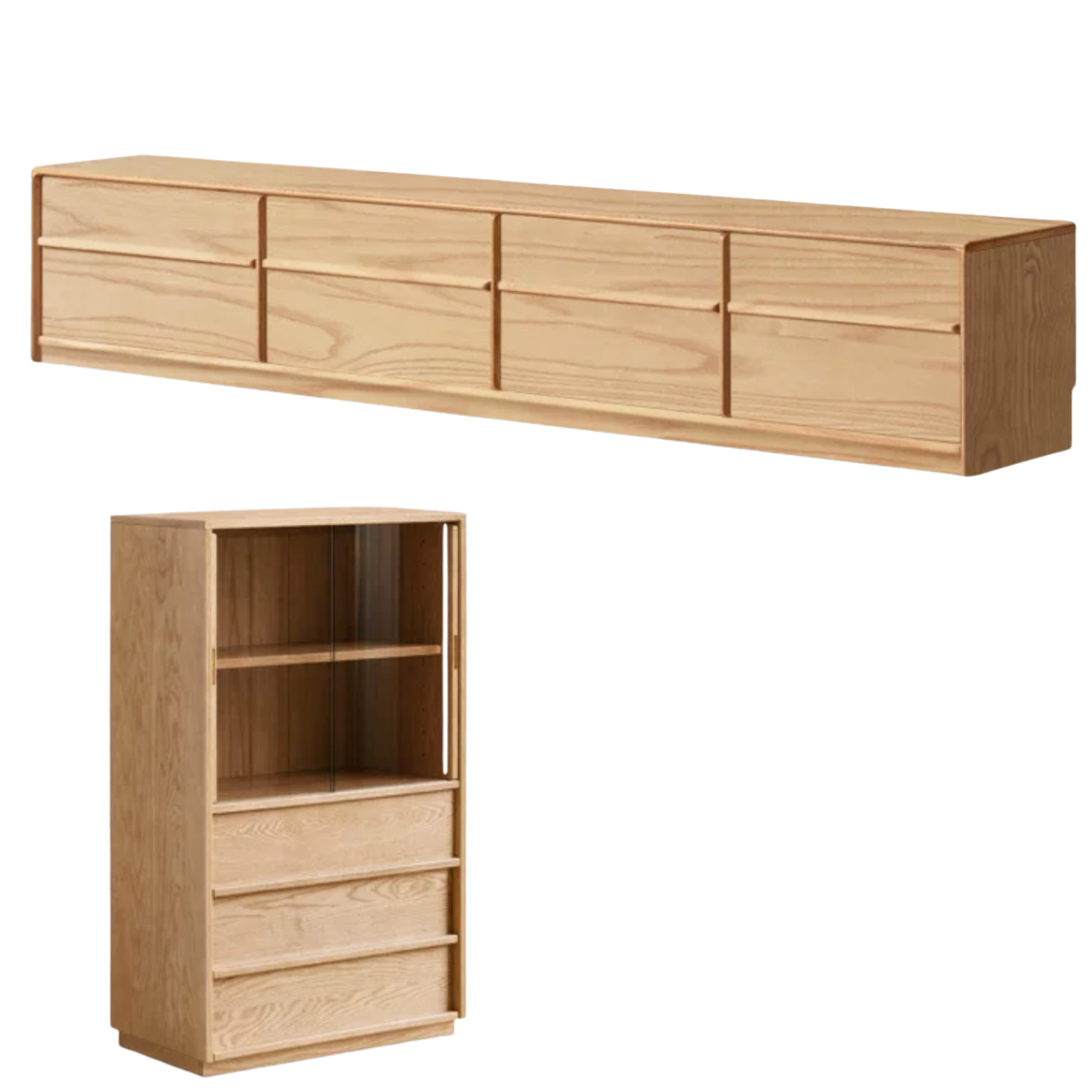 Ash Solid Wood Wabi-Sabi Style TV Cabinet