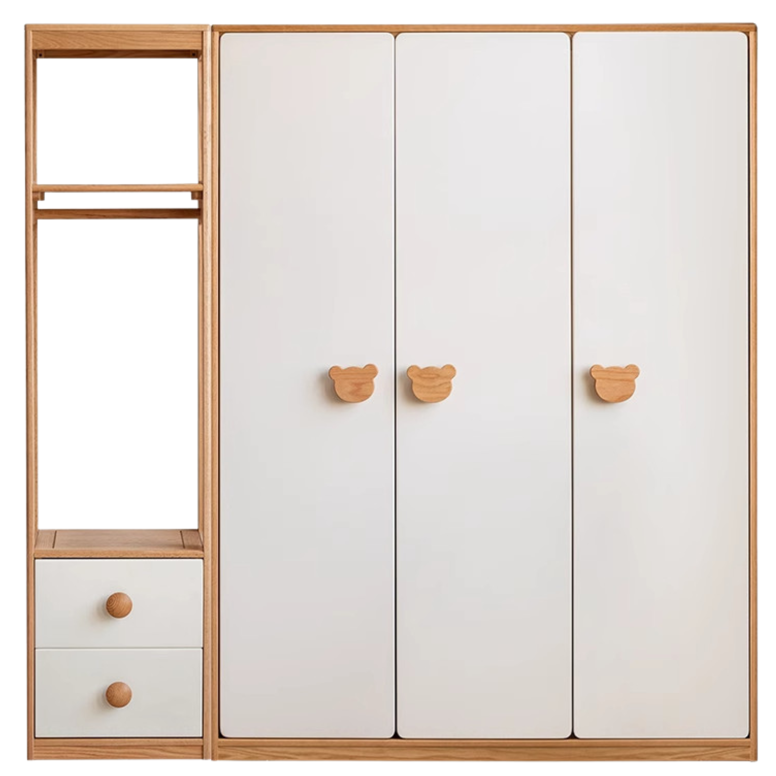 Oak Solid Wood Children's Wardrobe Combination: