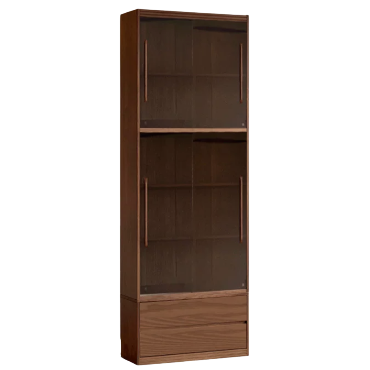 Black Walnut, Oak, Ash Solid Wood Floor-Standing Bookcase with Luxury Storage Cabinet