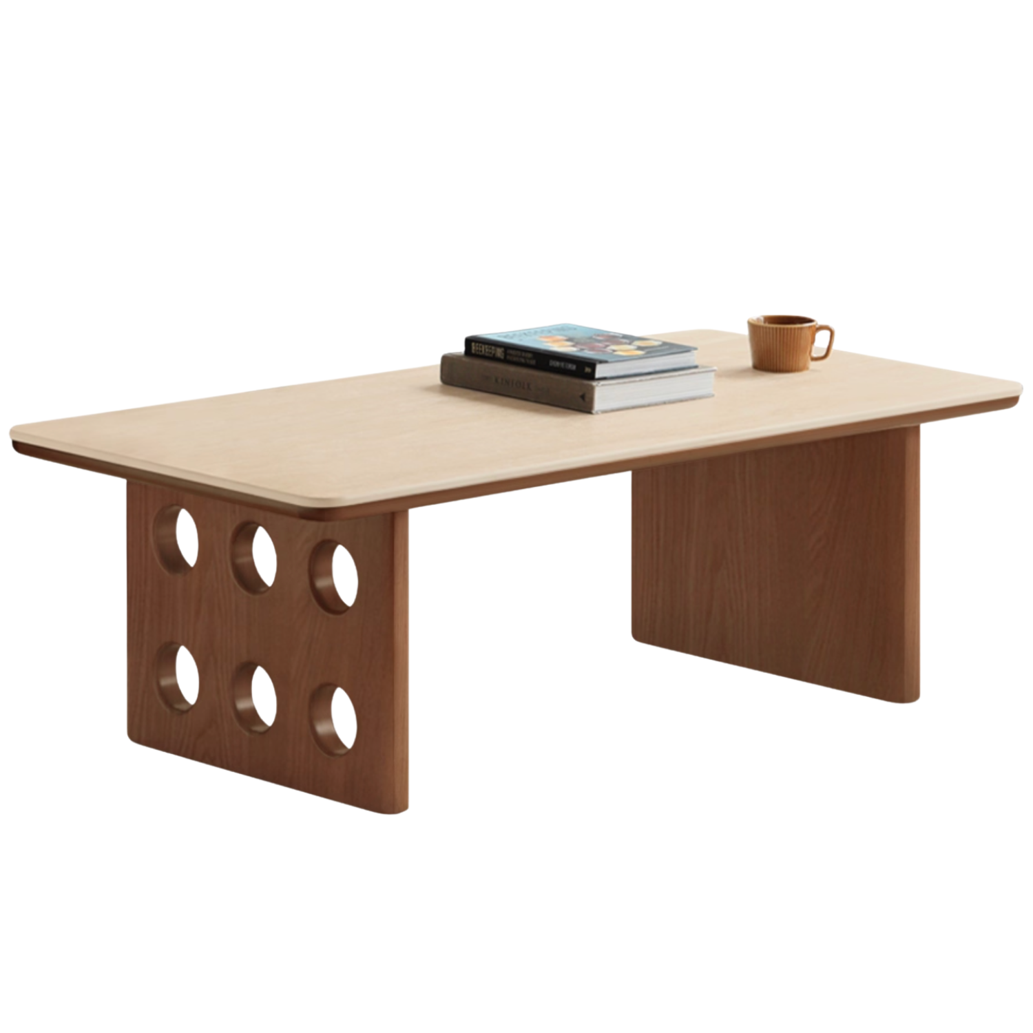 Poplar, Ash Solid Wood Rock Plate  Retro Coffee Table.