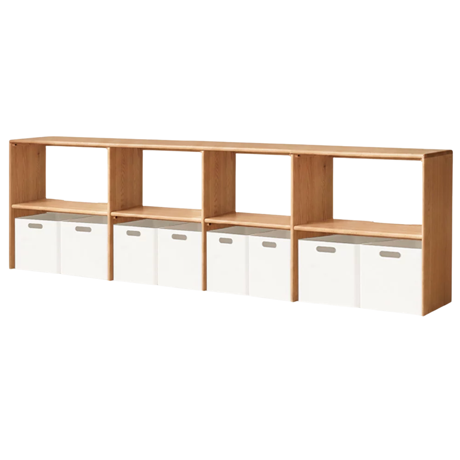 Oak, Solid Rubberwood TV Cabinet Minimalist Children's Toy Storage
