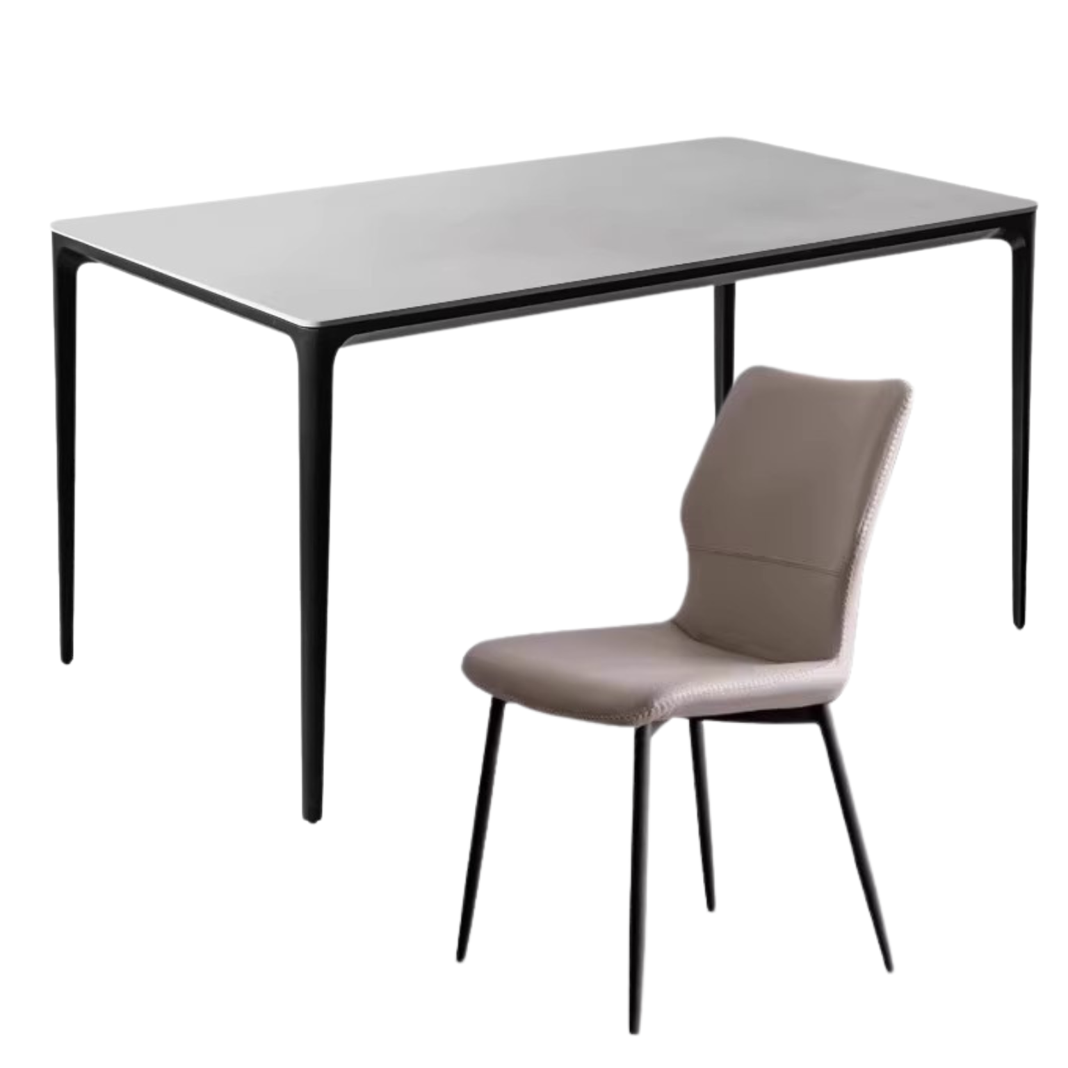 Rock slab+metal Italian light luxury black dining table