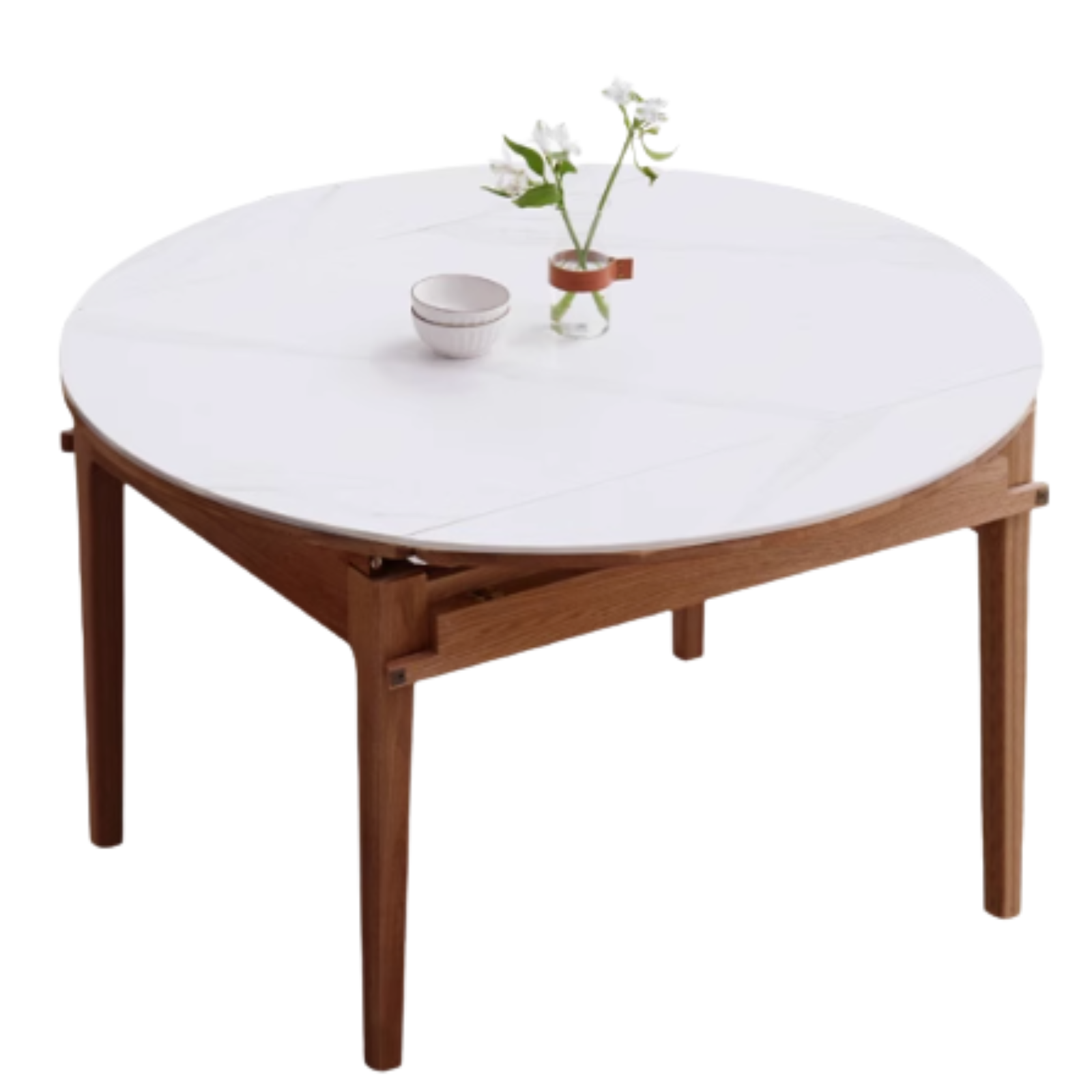 Black Walnut, Oak Solid Wood Modern Folding Rock Dining Table