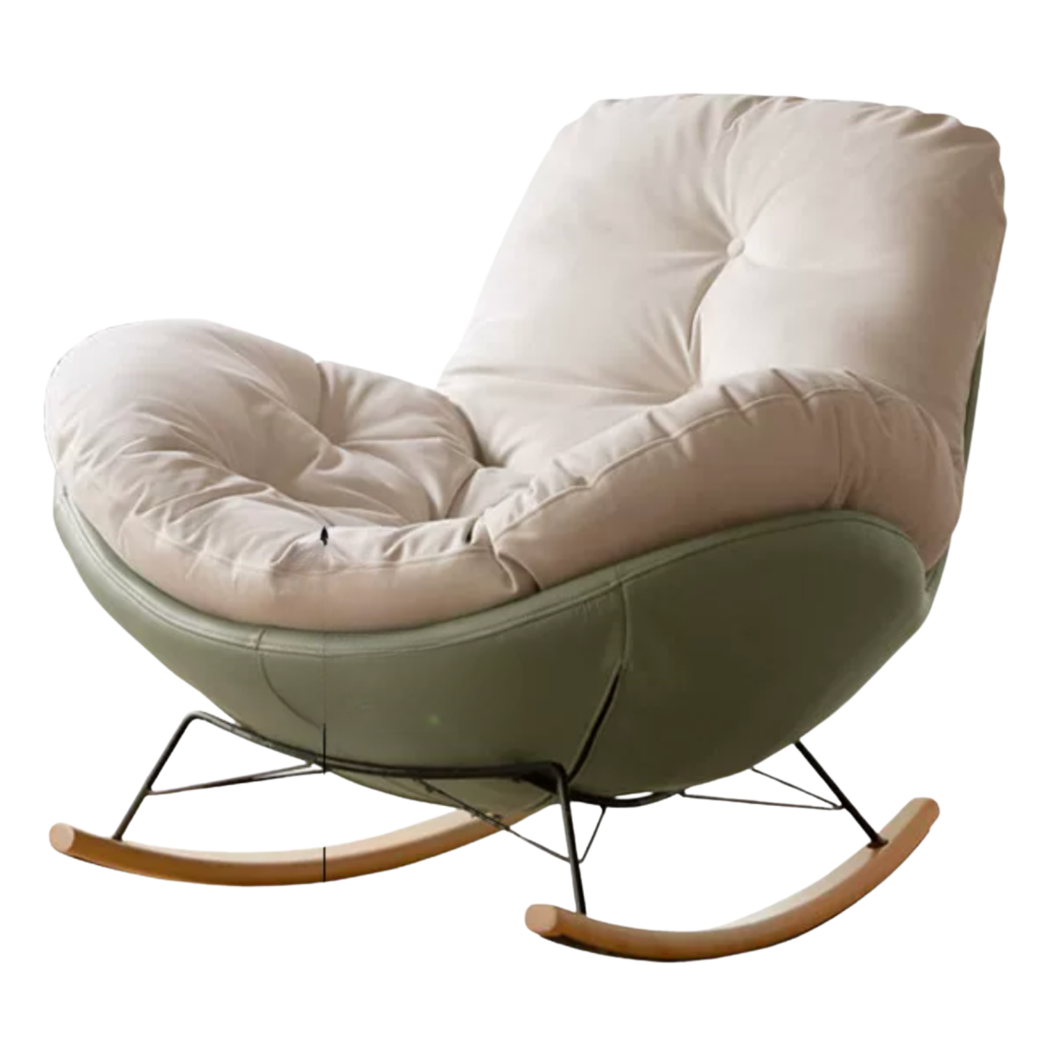 Beech Solid Wood Retro Rocking Fabric Chair