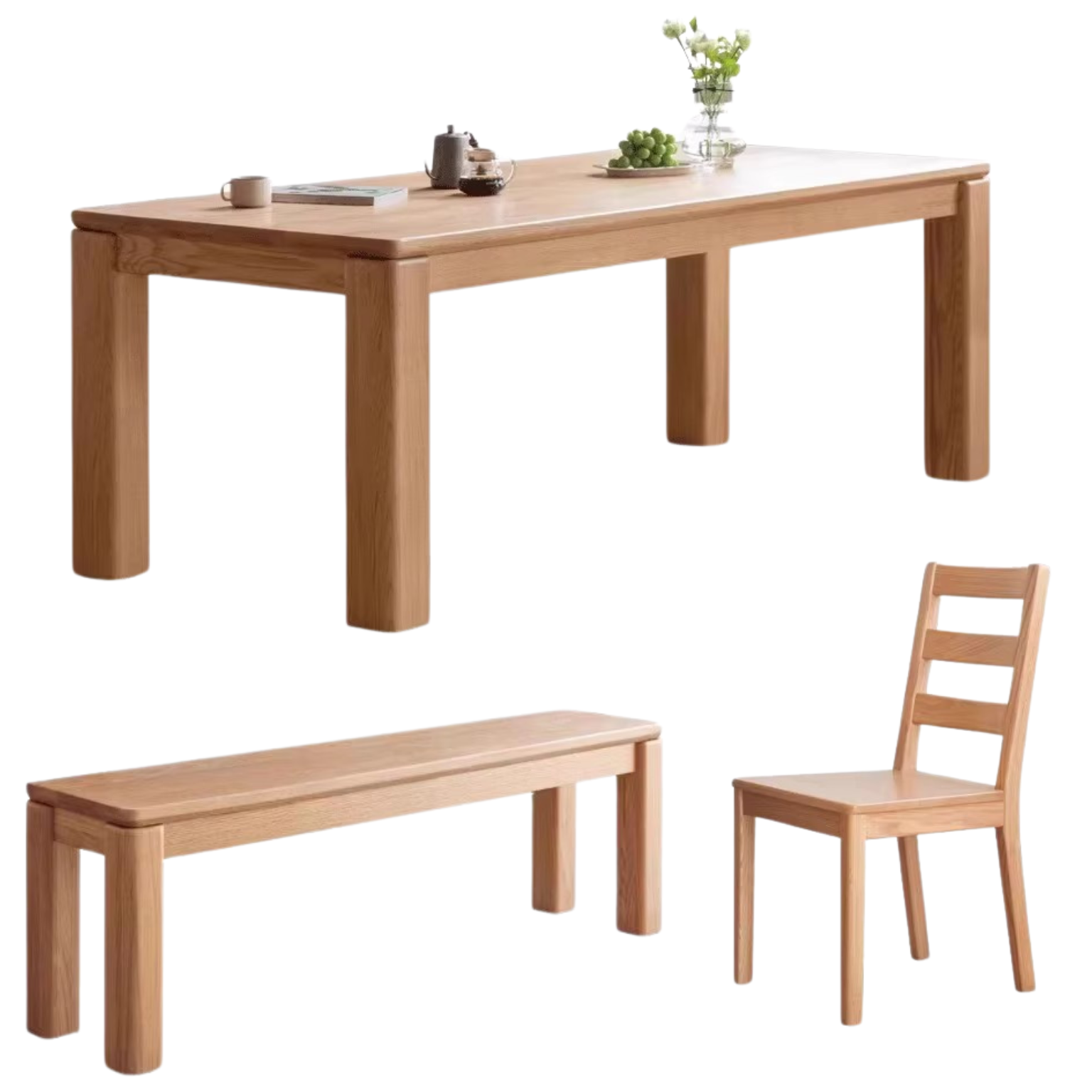 Oak Solid Wood Thick Legs Dining Table