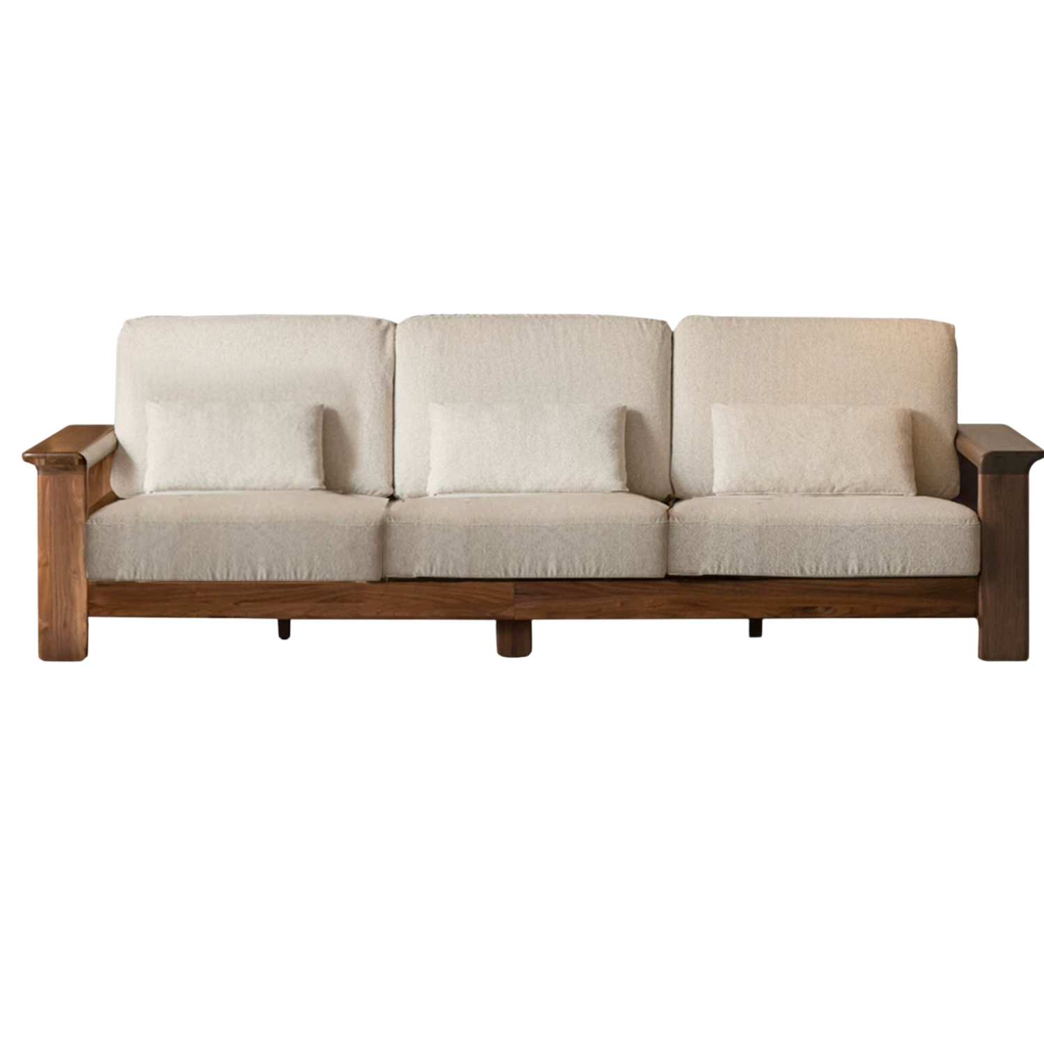 Black Walnut Solid Wood, Ash, Sandalwood, Genuine Leather, fabrics Designer Sofa with Deep, Structured Silhouette