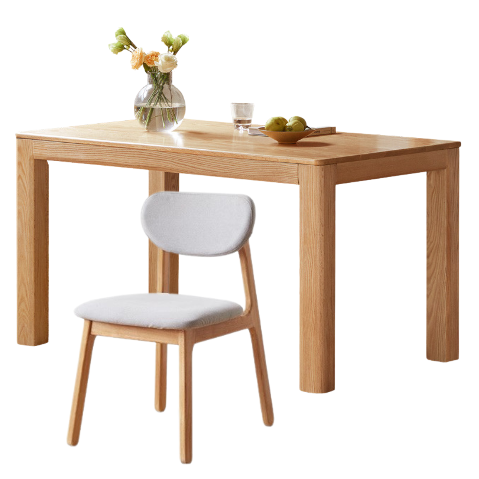 Oak Solid wood simple shape rock plate dining table,