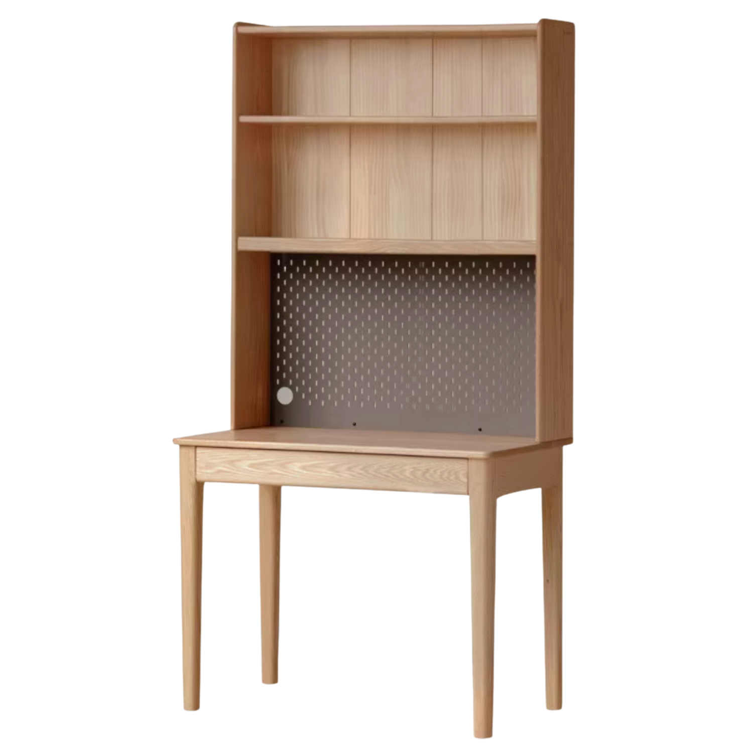 Oak, Ash Solid Wood Modern Desk Bookshelf Integrated