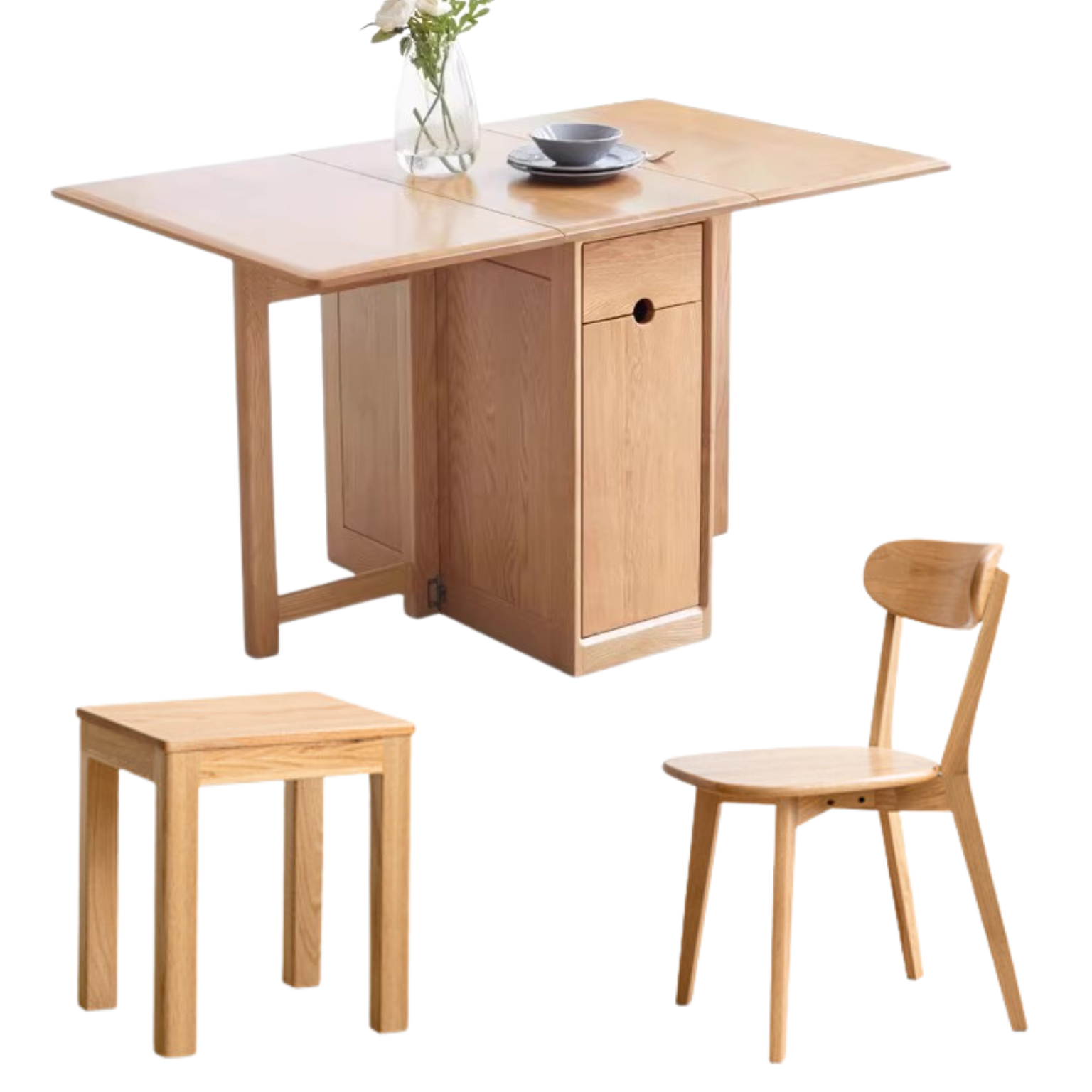 Oak Solid Wood Folding Dining Table