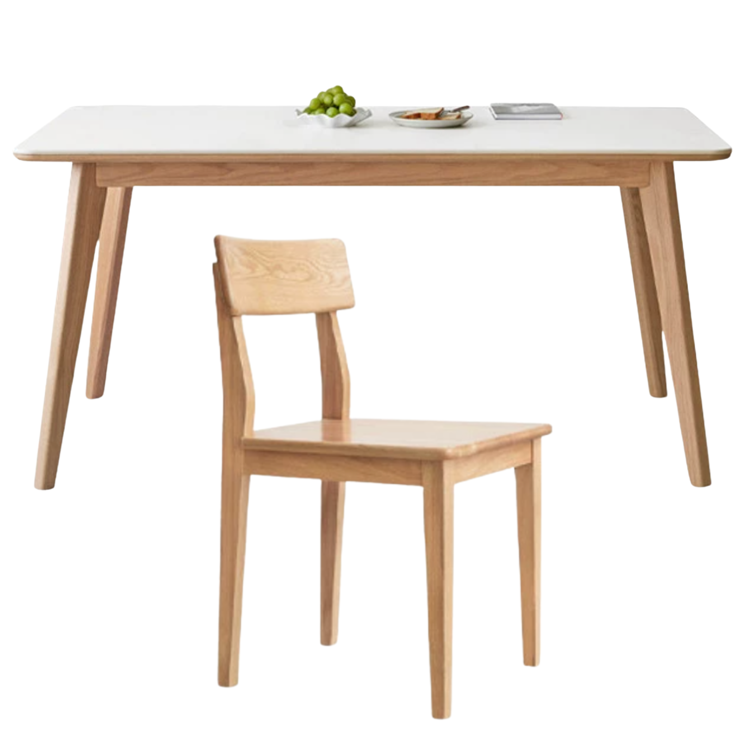Ash, Oak Solid Wood Modern Rock Plate Dining Table