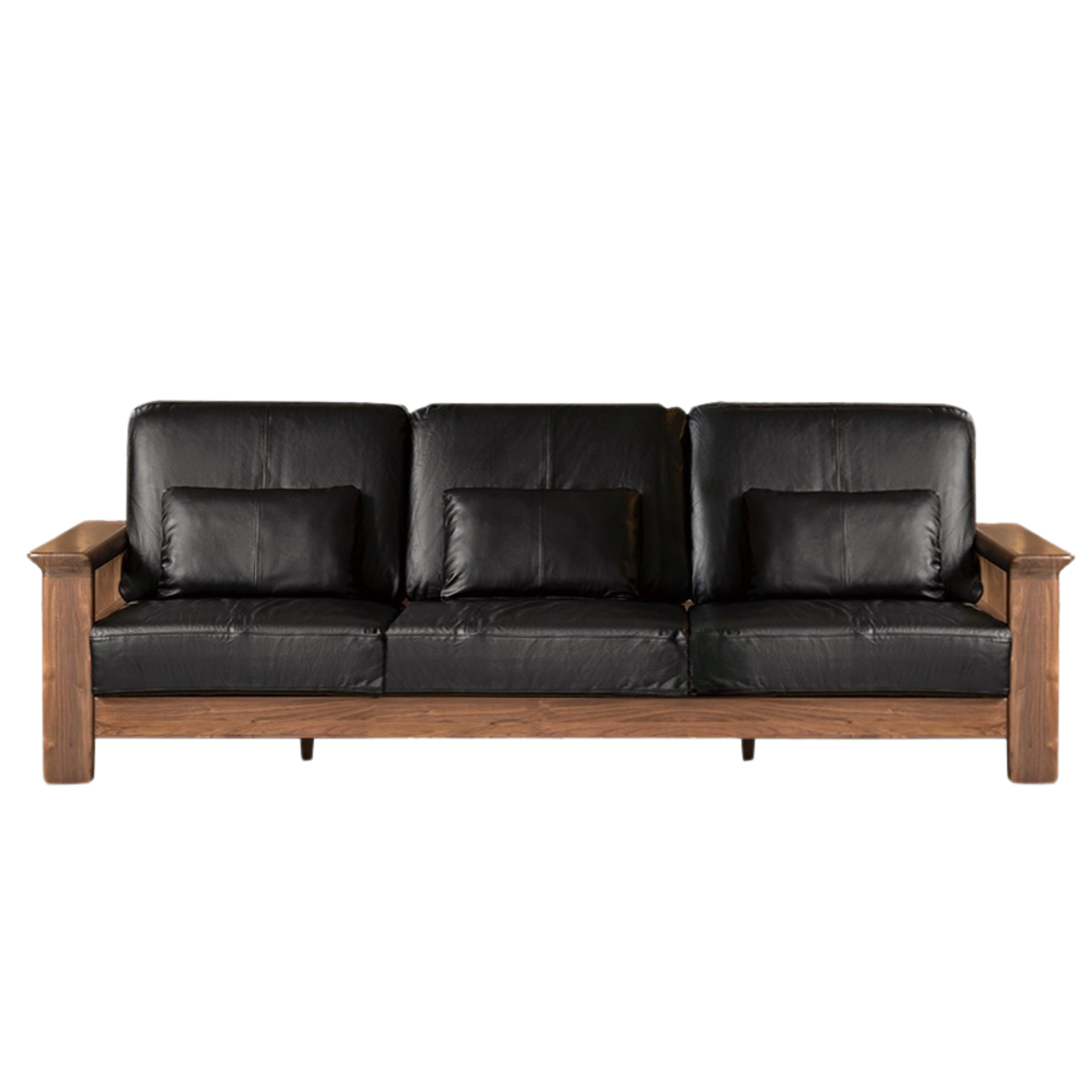 Black Walnut Solid Wood Modern Straight Sofa