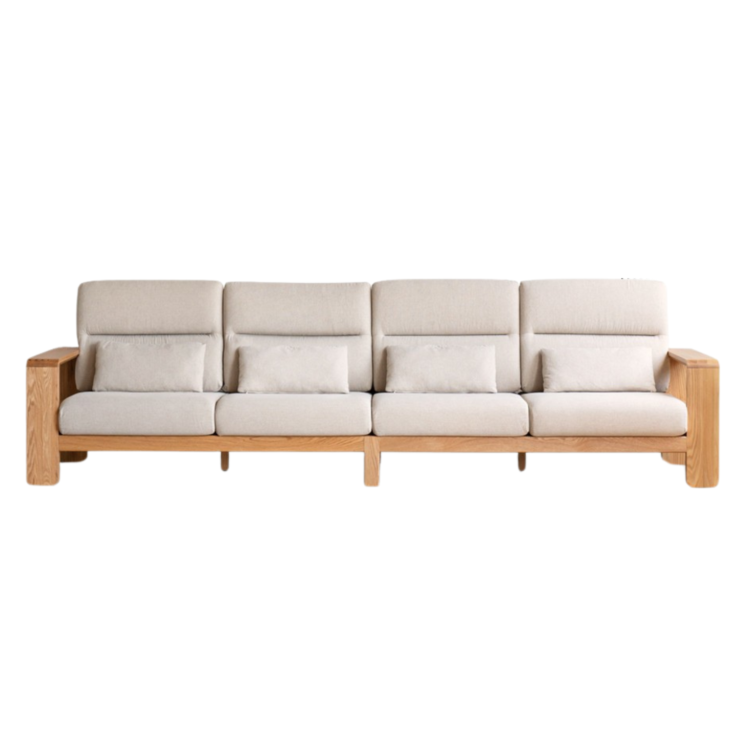 Oak Solid Wood Modern Log Style Corner Fabric Sofa