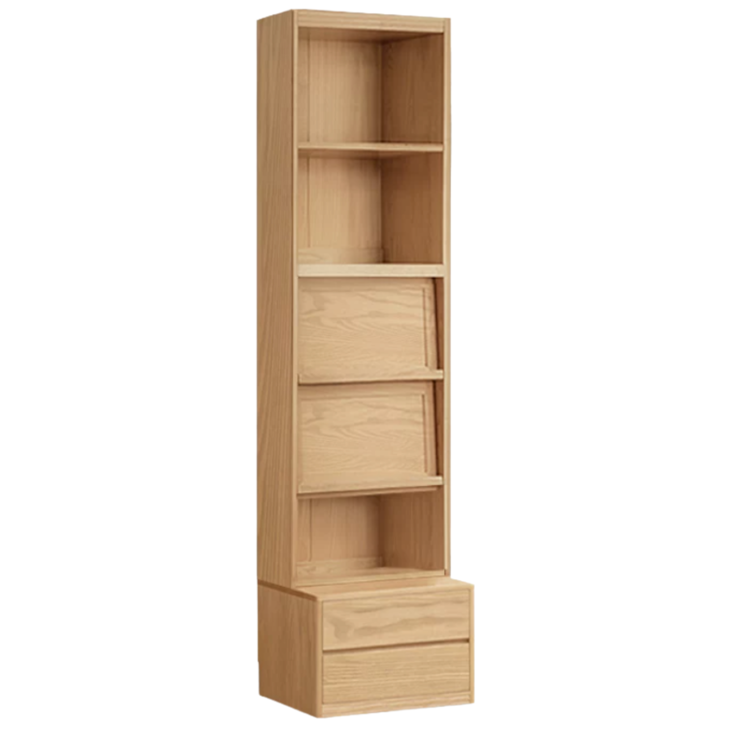 Ash Solid Wood Wall-Mounted Bookcase with Integrated Study Shelf