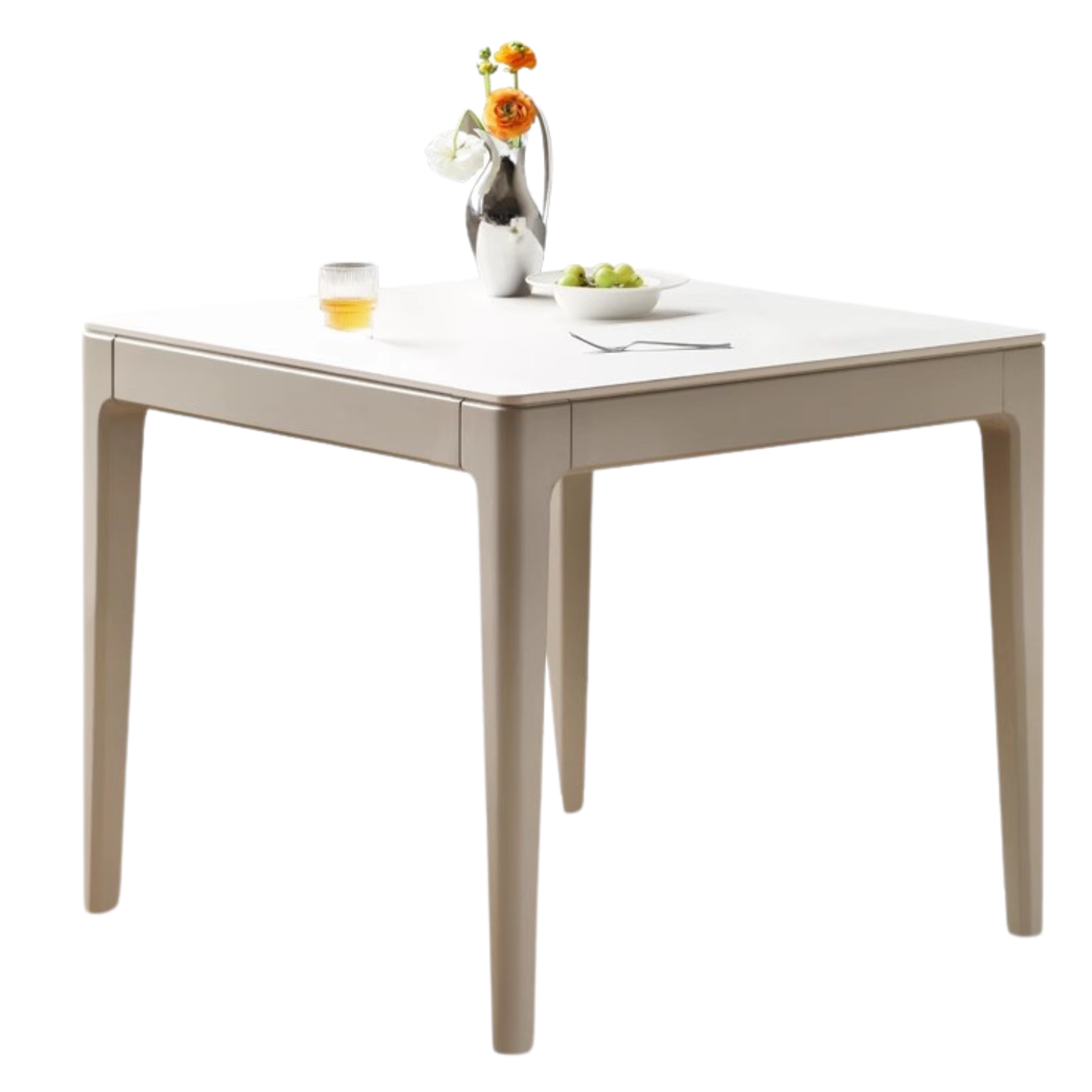 Oak, Poplar Solid Wood Square Rock Plate Dining Table ,