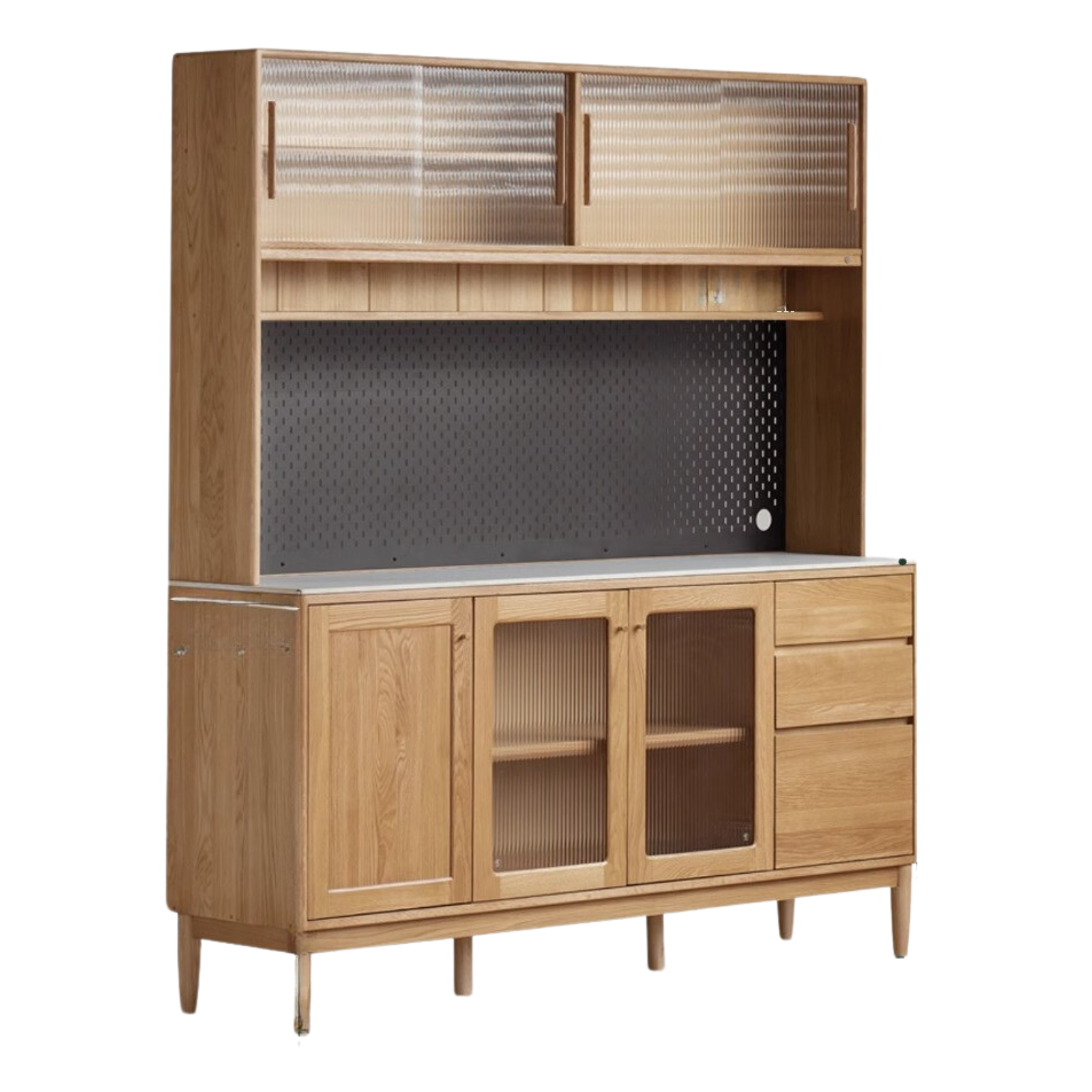 Oak solid wood rock plate capacity high storage cabinet,