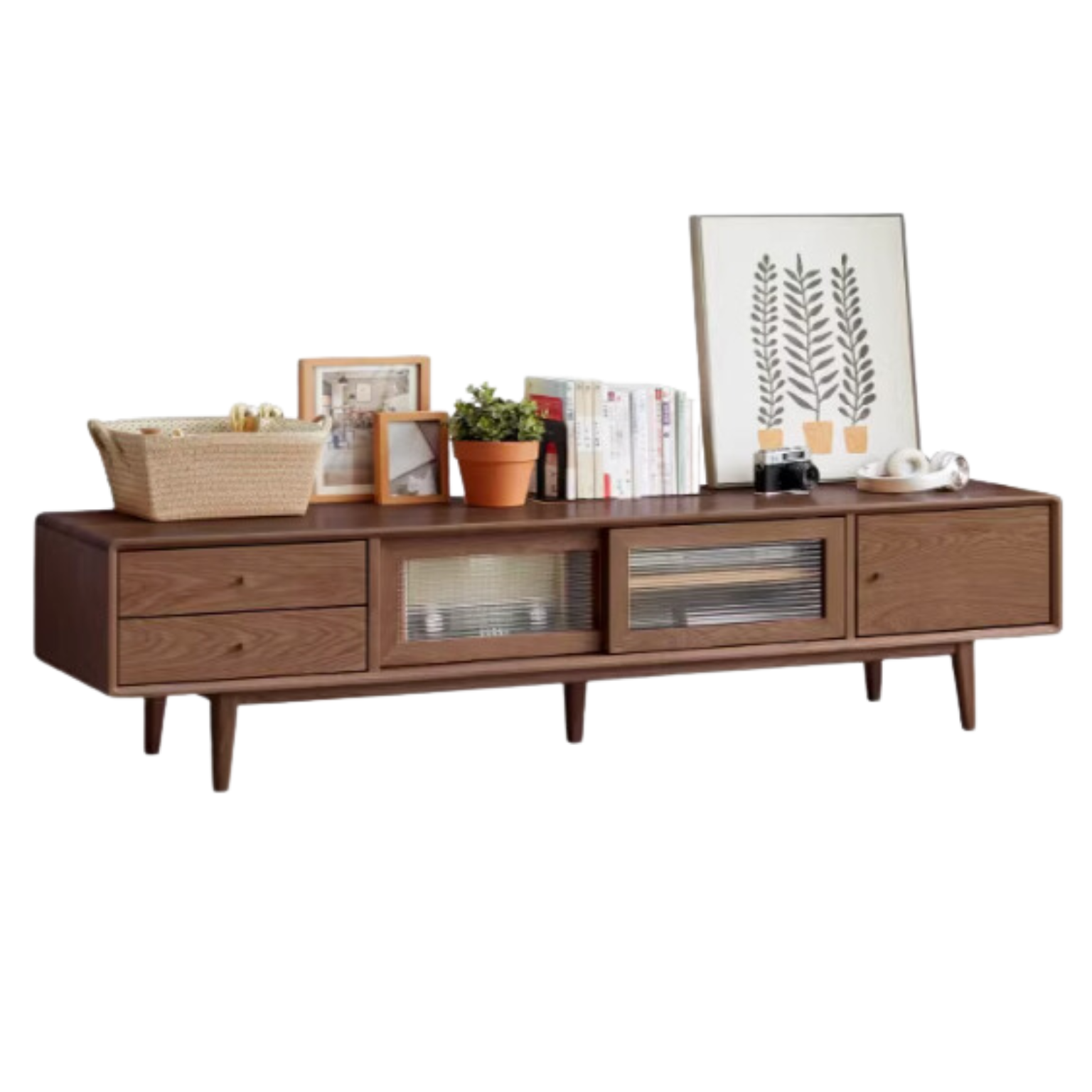 Oak solid wood TV stand sliding door: