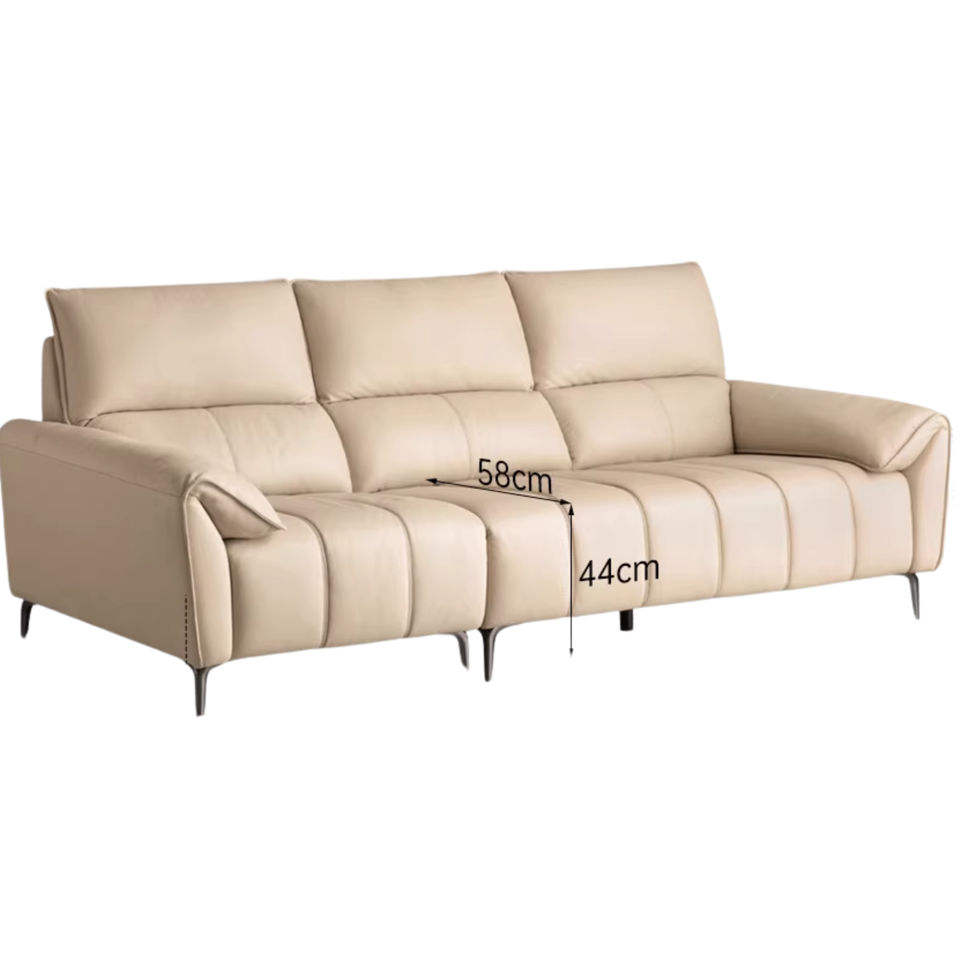 Genuine Leather Cream Sofa, Piano Key Design