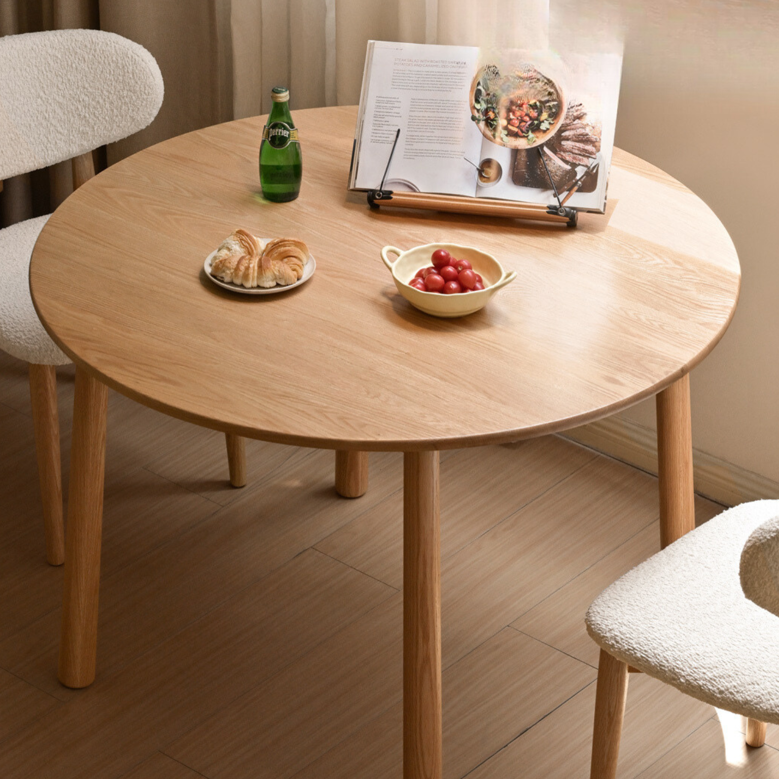 Oak Solid Wood Round Dining Table