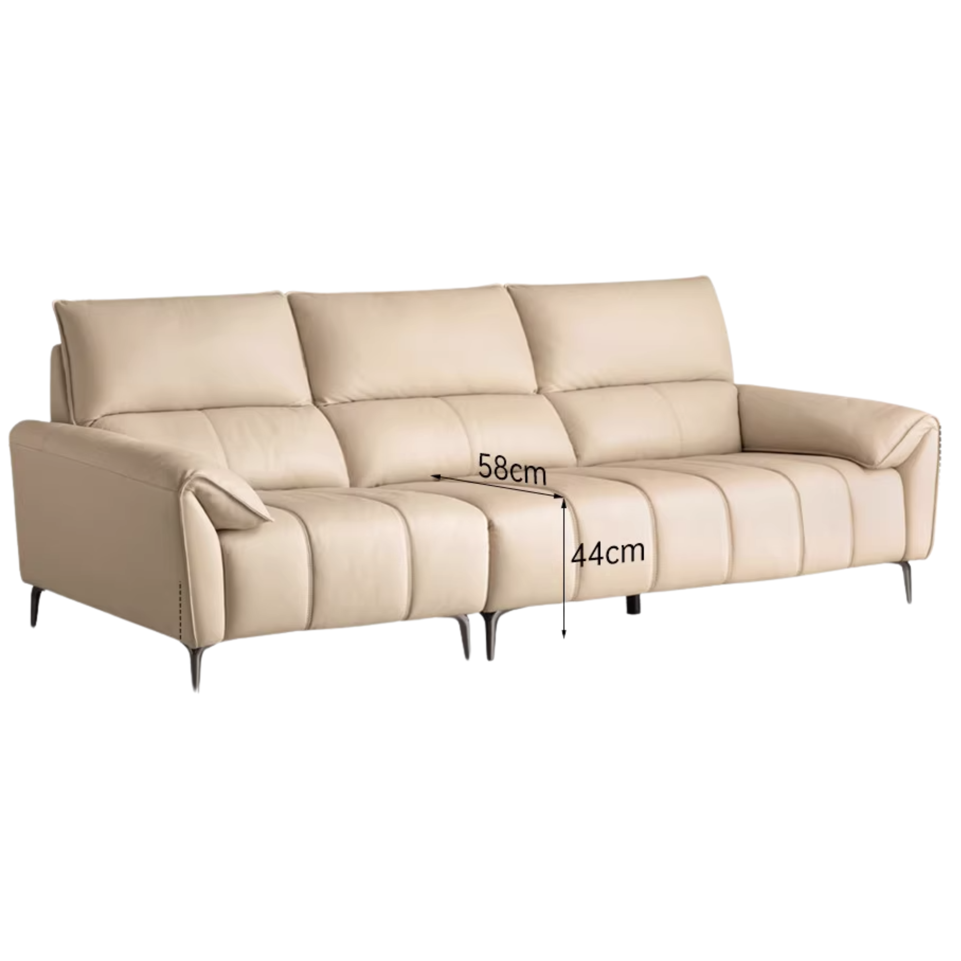 Genuine Leather Cream Sofa, Piano Key Design