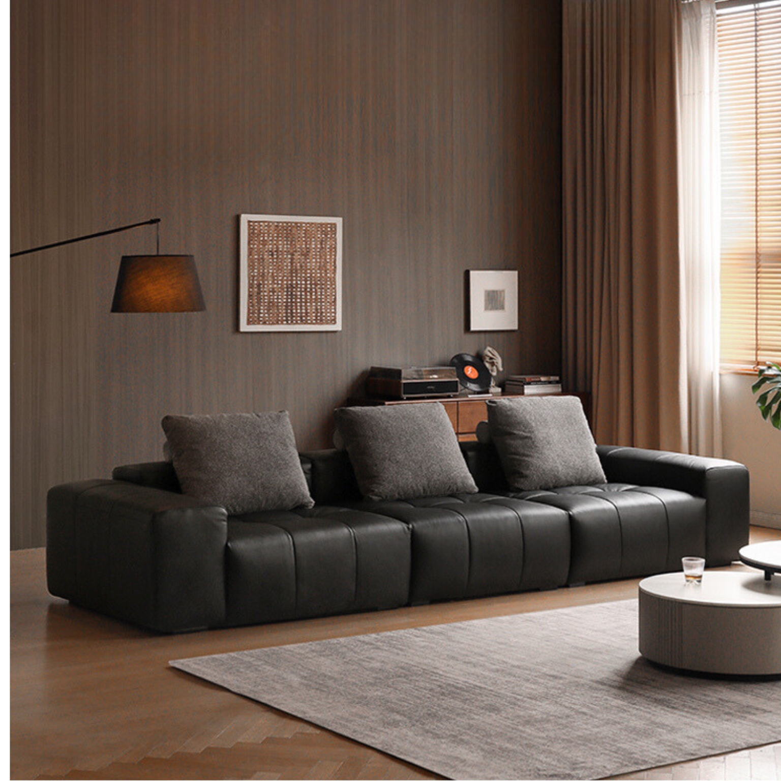 Leather straight Italian pixel module sofa