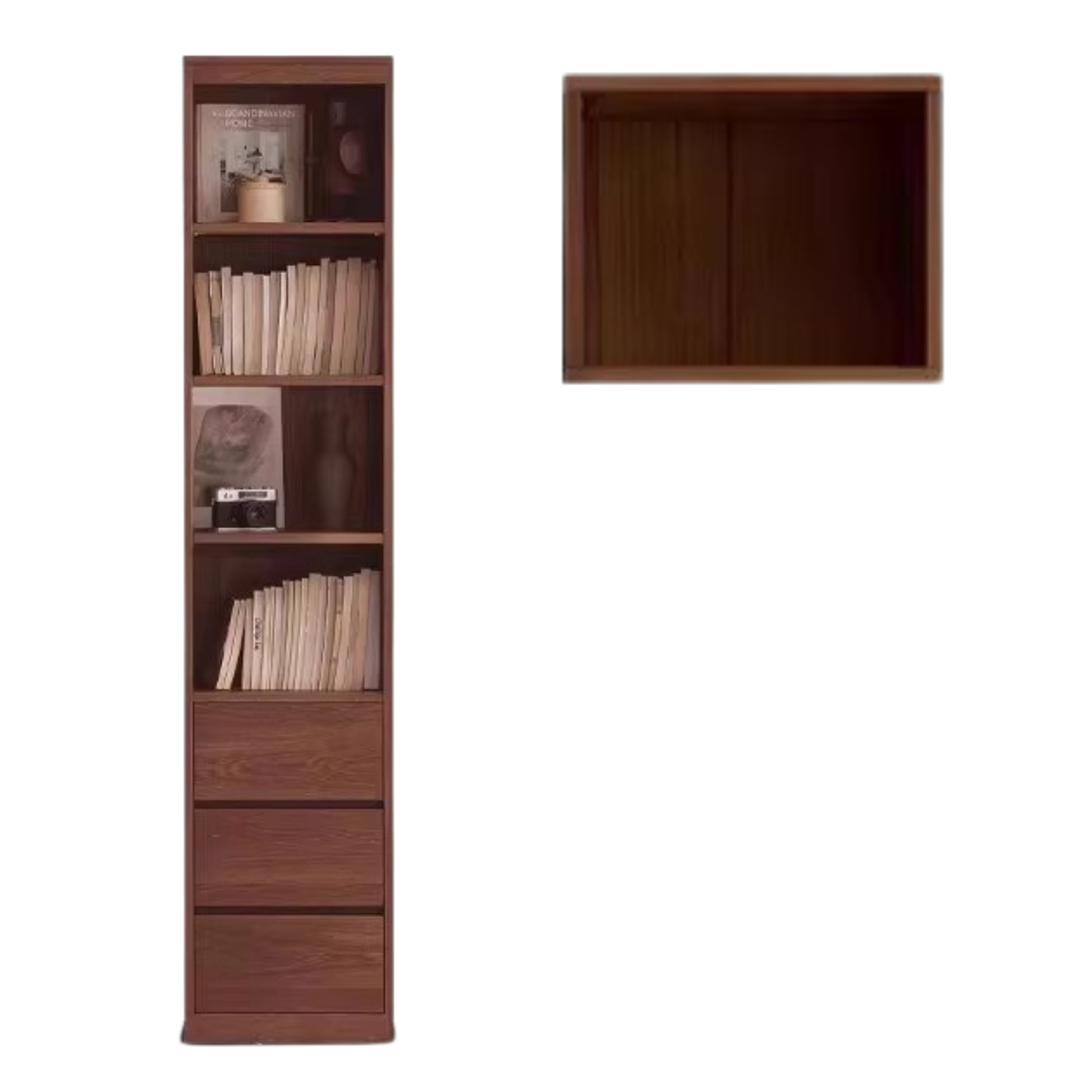 Oak solid wood bookcase modern with glass door -