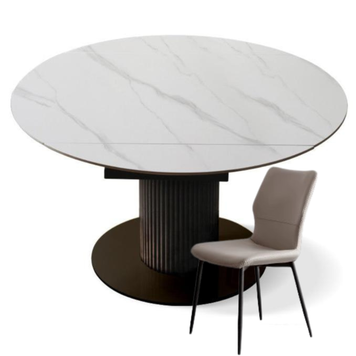 Oak Rotating Telescopic Light Luxury Rock Plate Dining Table