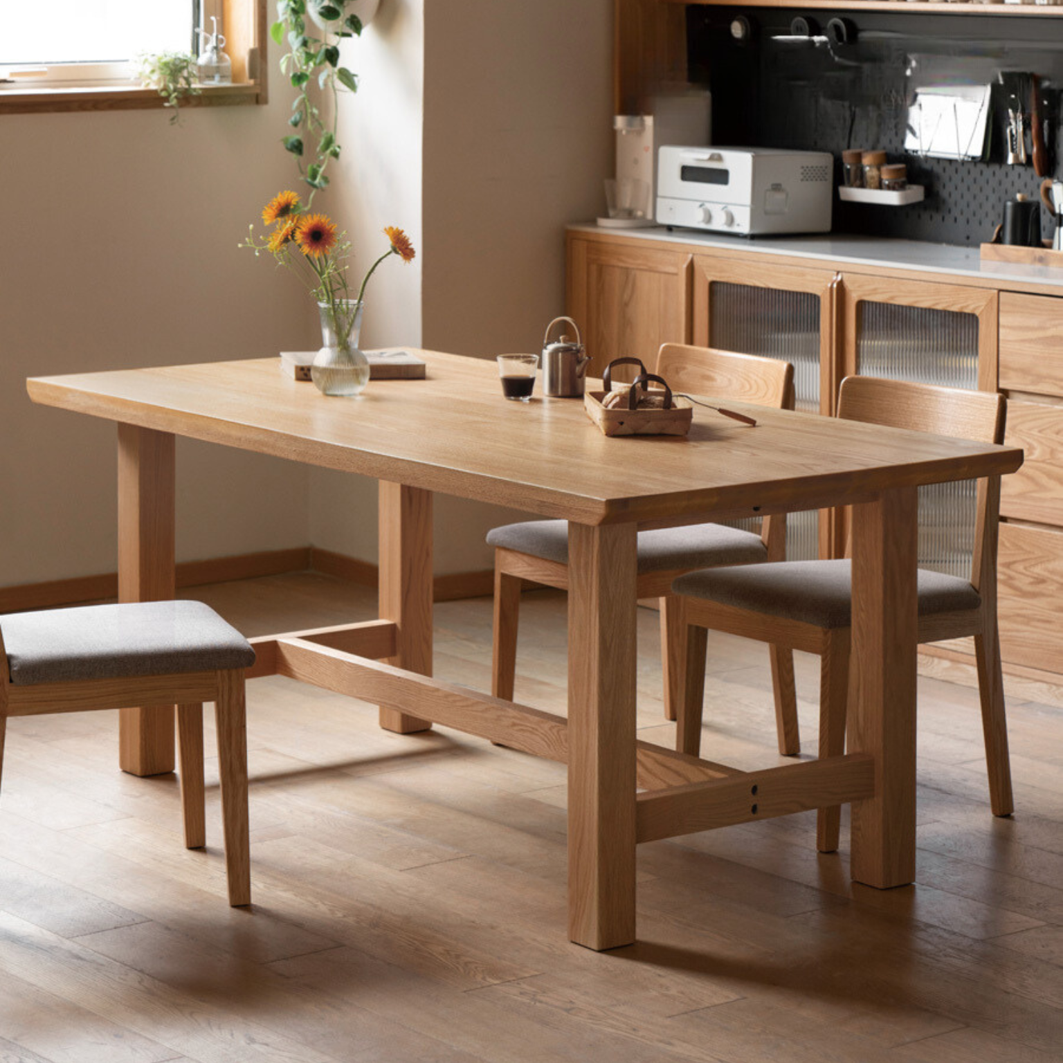 Oak, Ash, Cherry Wood Dining Table Rustic Style