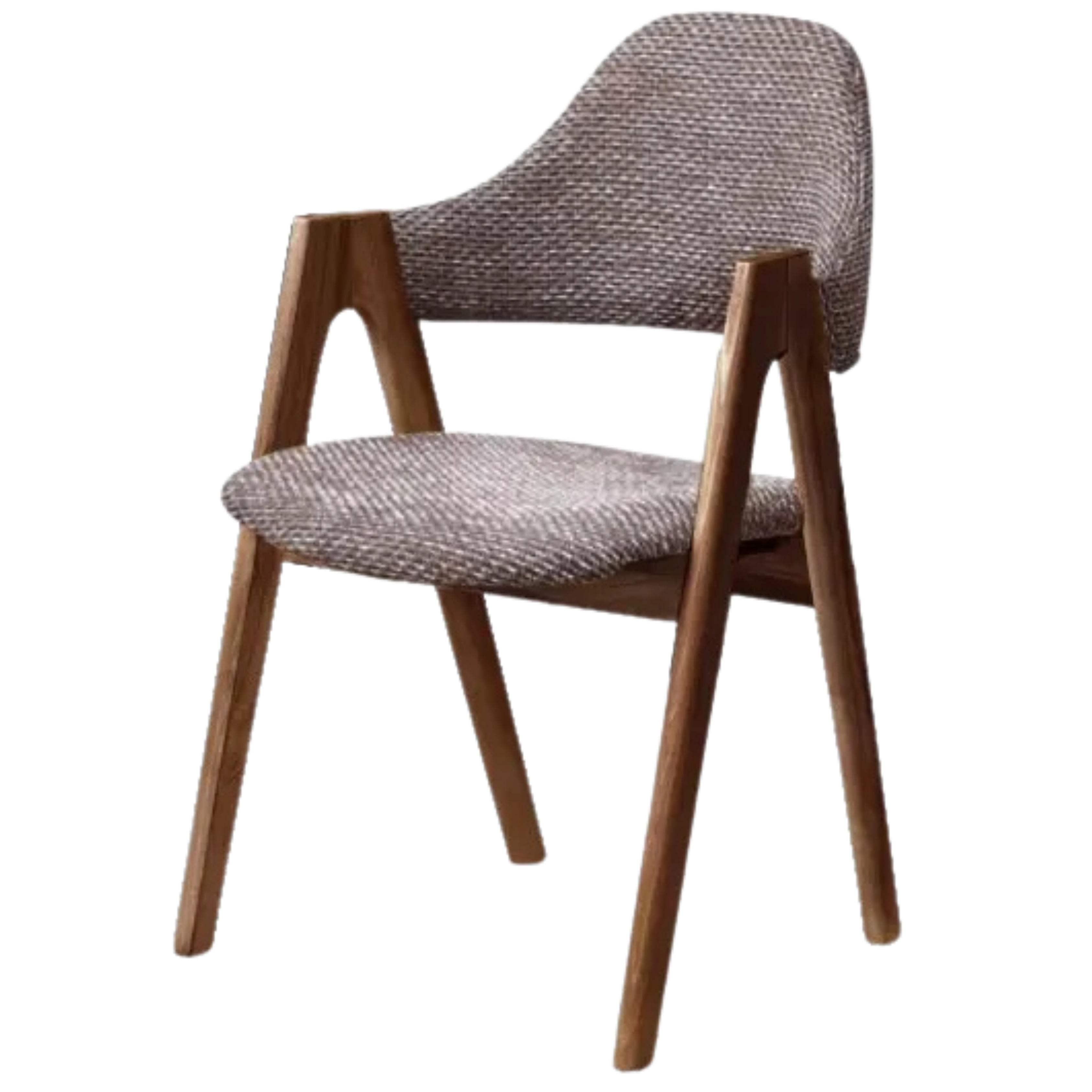 Black Walnut, Oak, Rubberwood Solid Wood Organic Leather, fabric Armchair 4 pcs