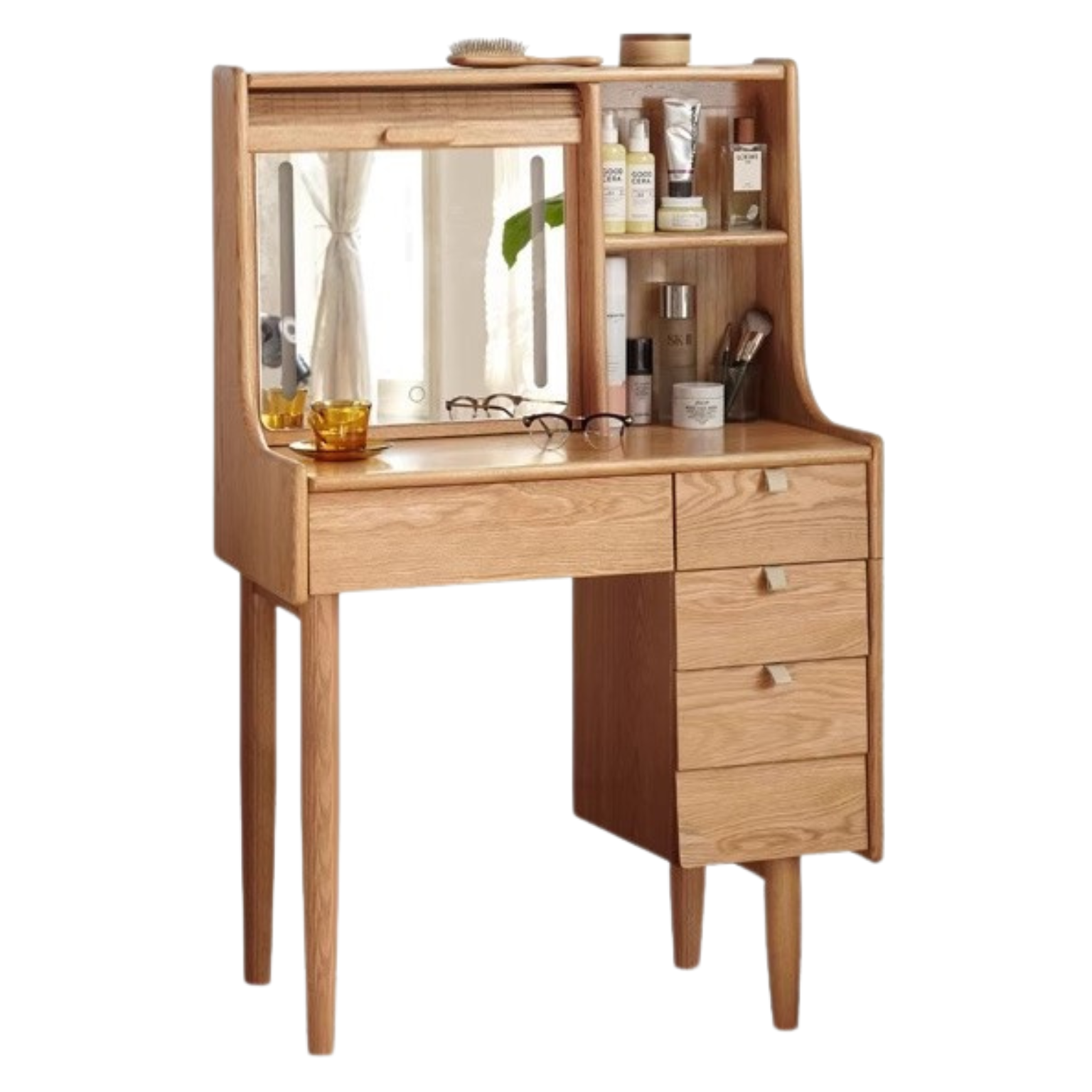 Oak solid wood Japanese bamboo curtain dressing table