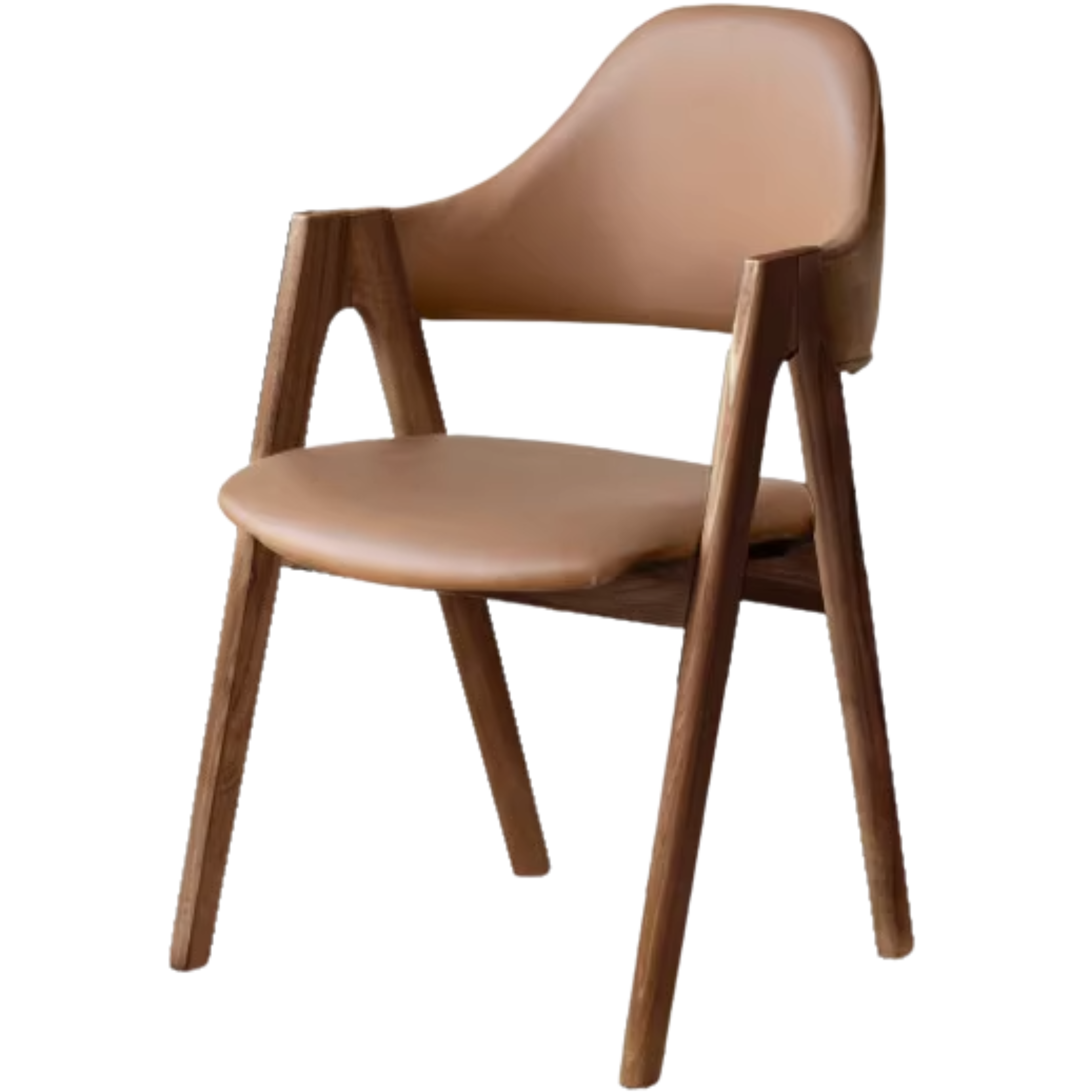 Black Walnut, Oak, Rubberwood Solid Wood Organic Leather, fabric Armchair 4 pcs