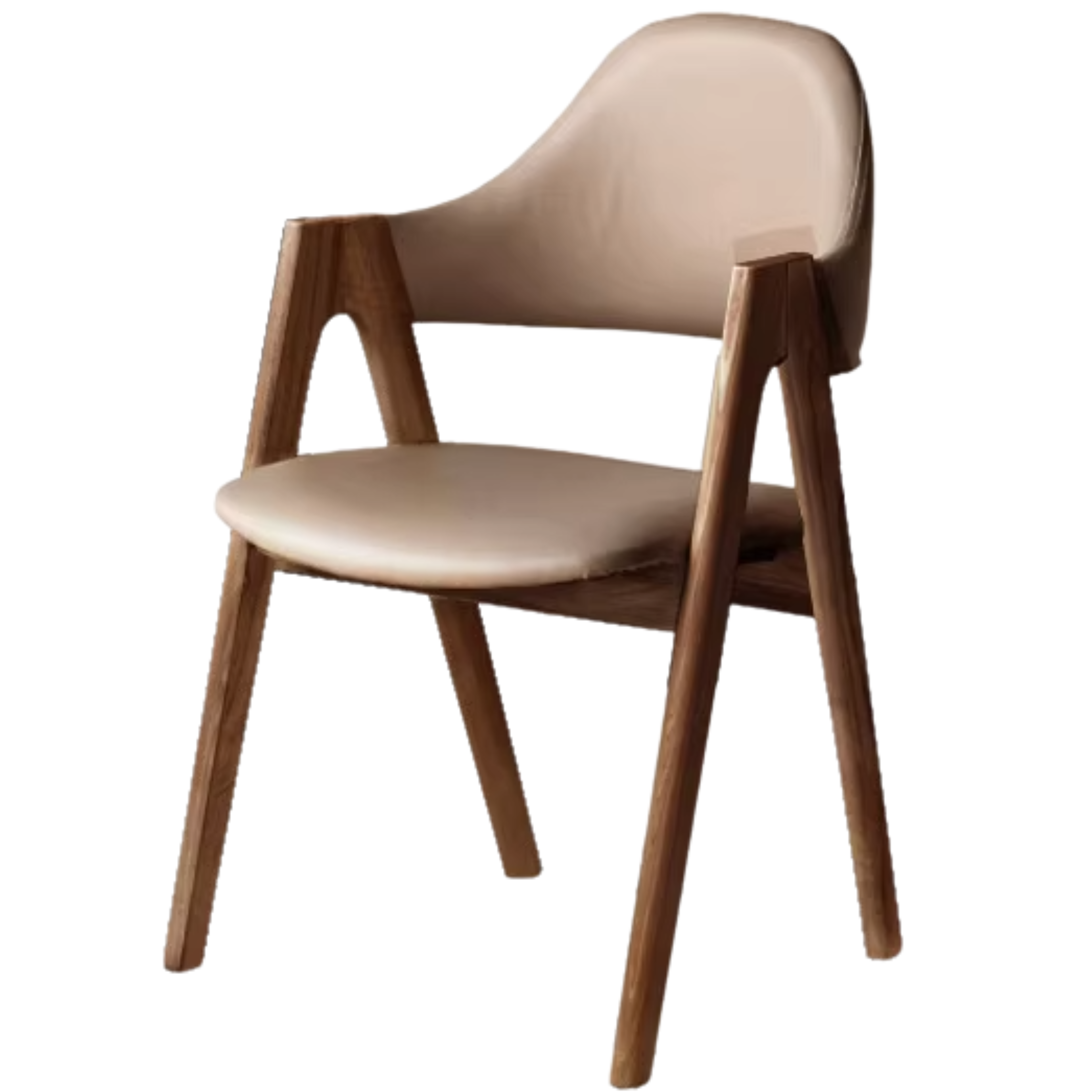 Black Walnut, Oak, Rubberwood Solid Wood Organic Leather, fabric Armchair 4 pcs