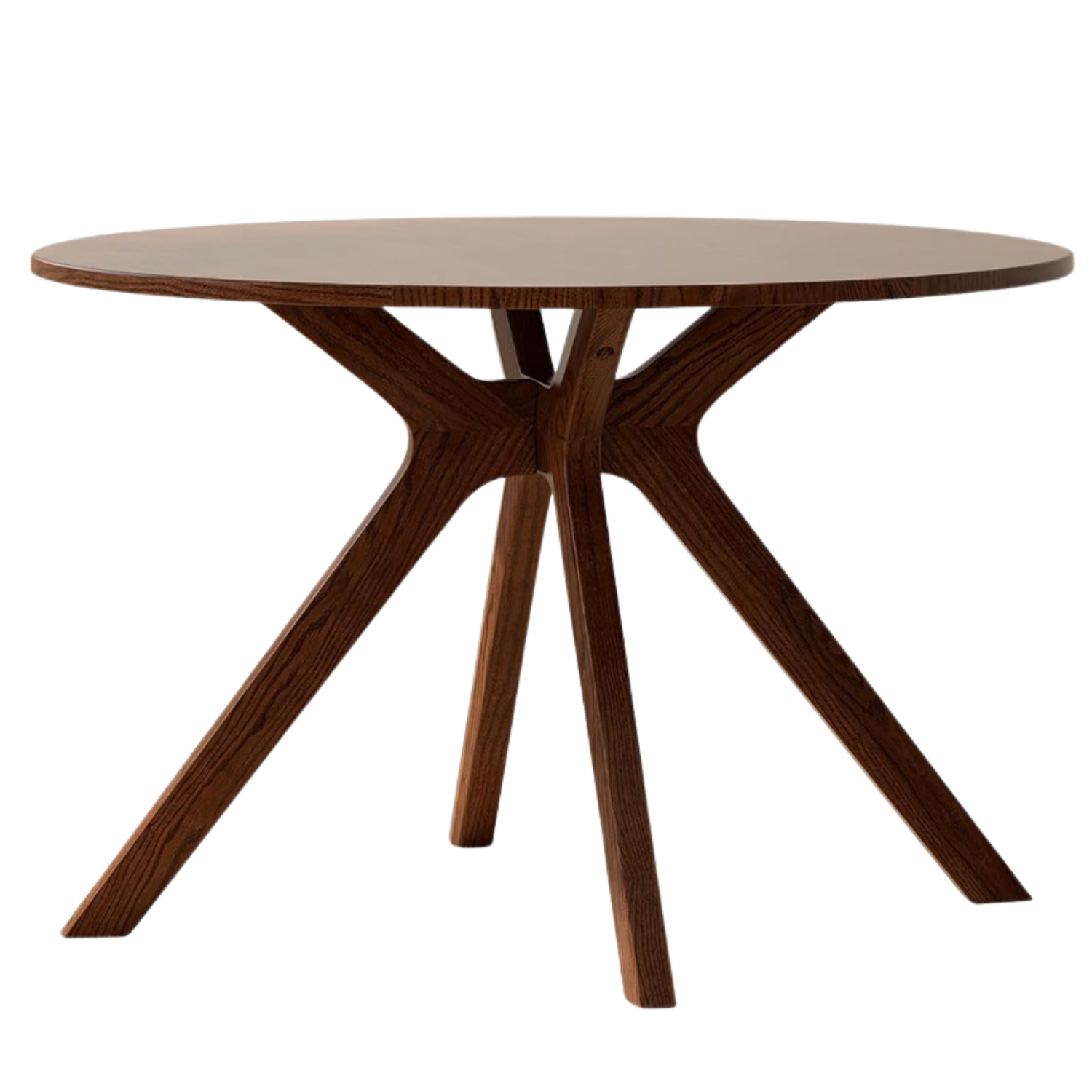 Black Walnut, Oak Solid Wood Round Dining Table with X-Shape Crossed Legs