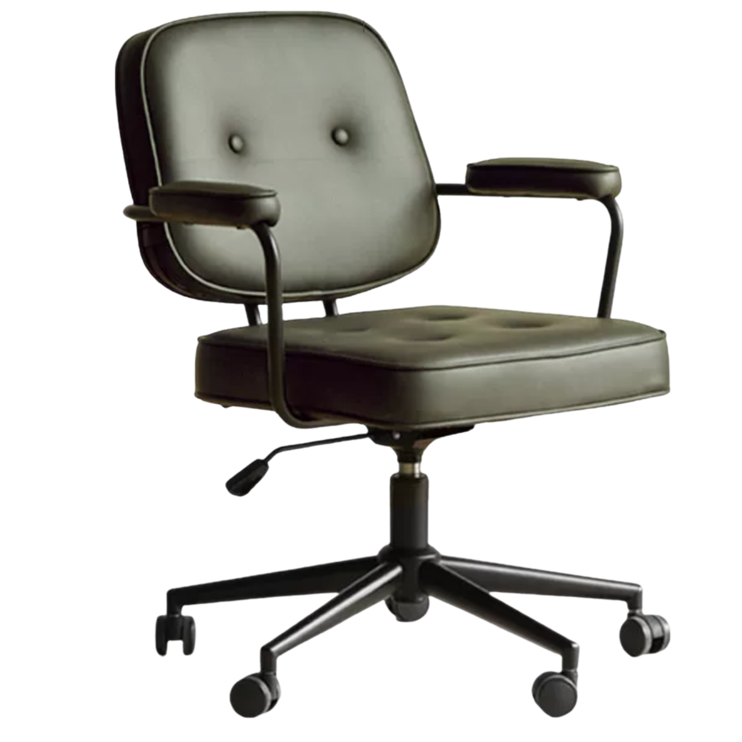 Leather Swivel Office Chair with Armrests