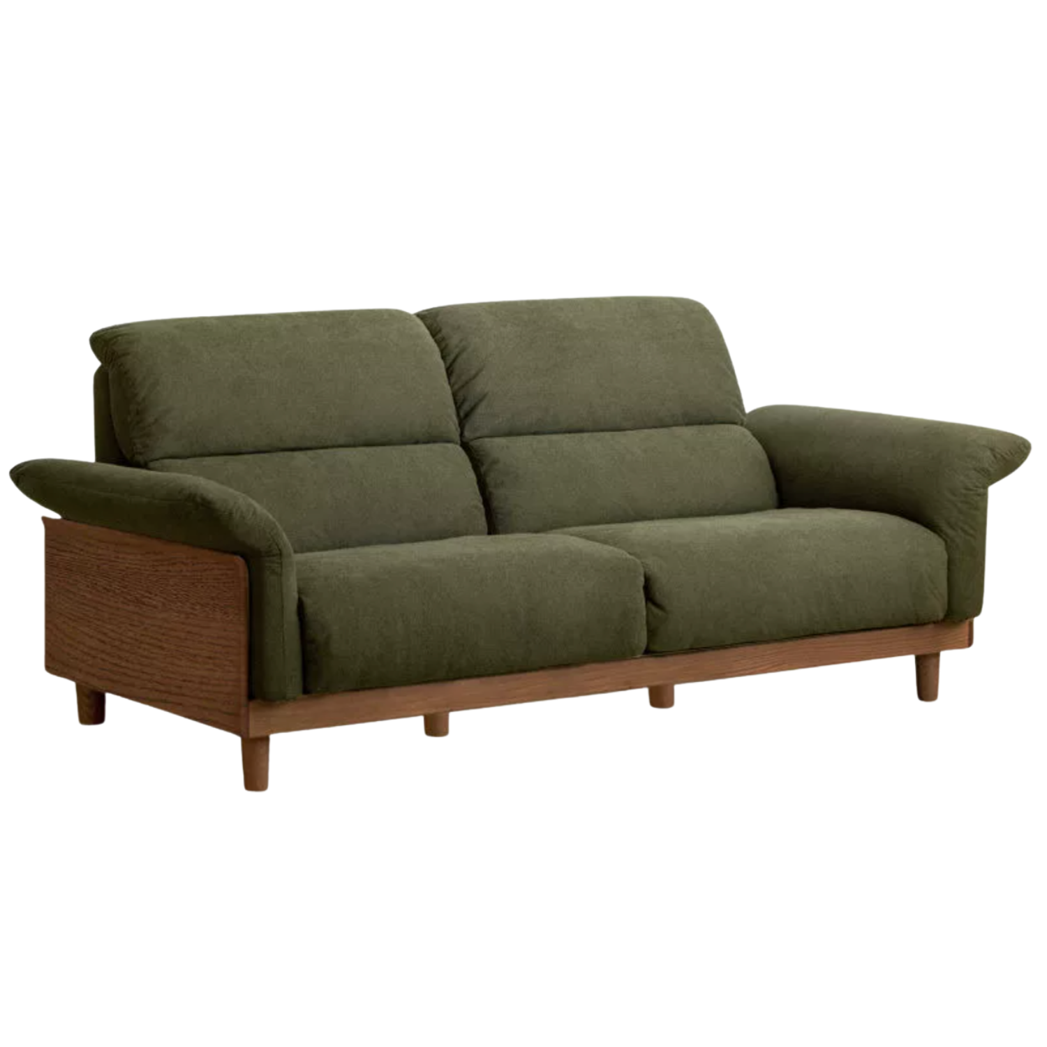 Oak Solid Wood Fabric Sofa, Couch with High Back Cushions, Durable Pet-Friendly Upholstery